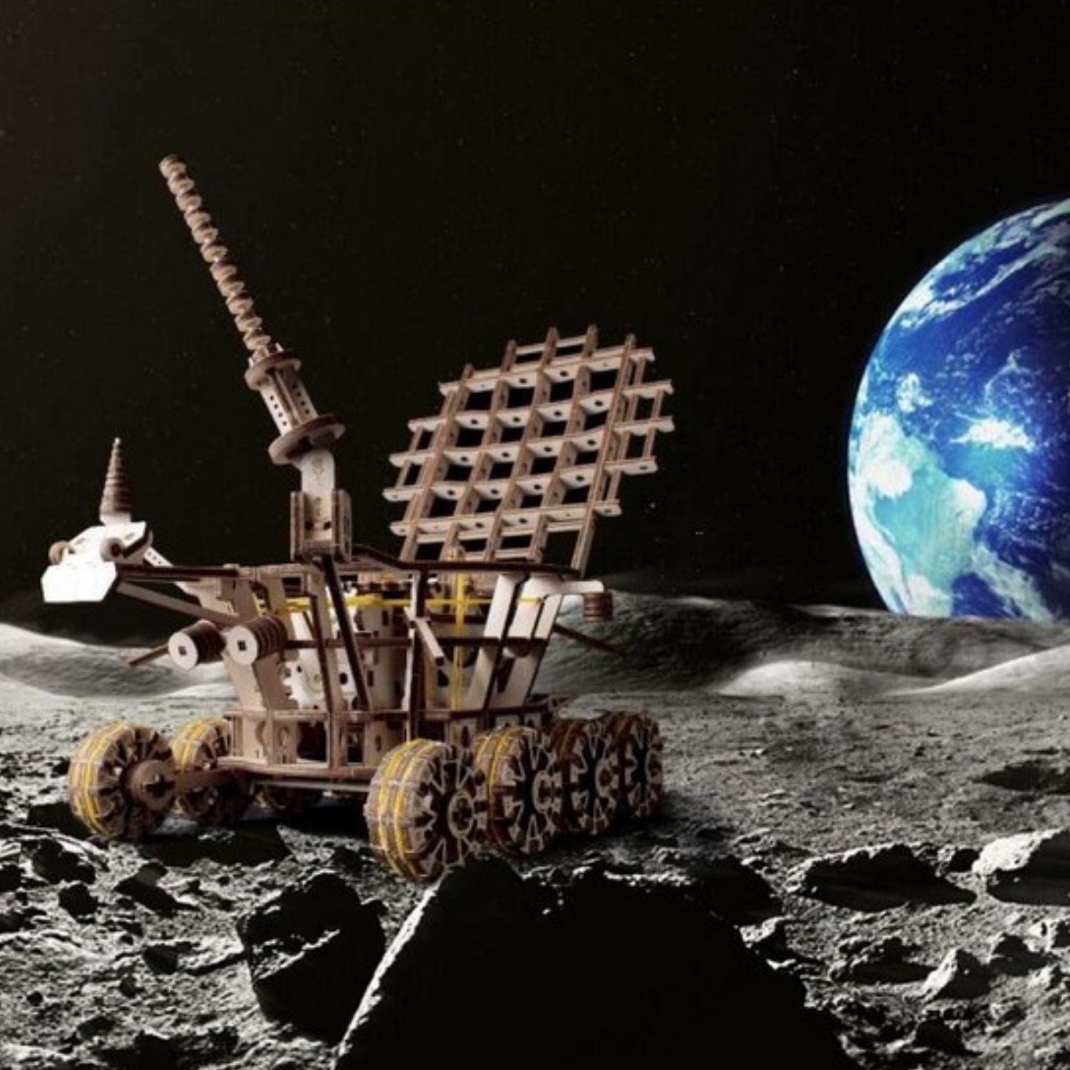 Lunokhod | Maan Rover Mechanische Houten Puzzel Eco-Hout Art--