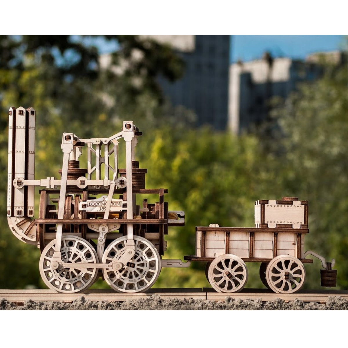 Locomotie #1-Mechanische houten puzzel-Eco-Hout-Kunst...