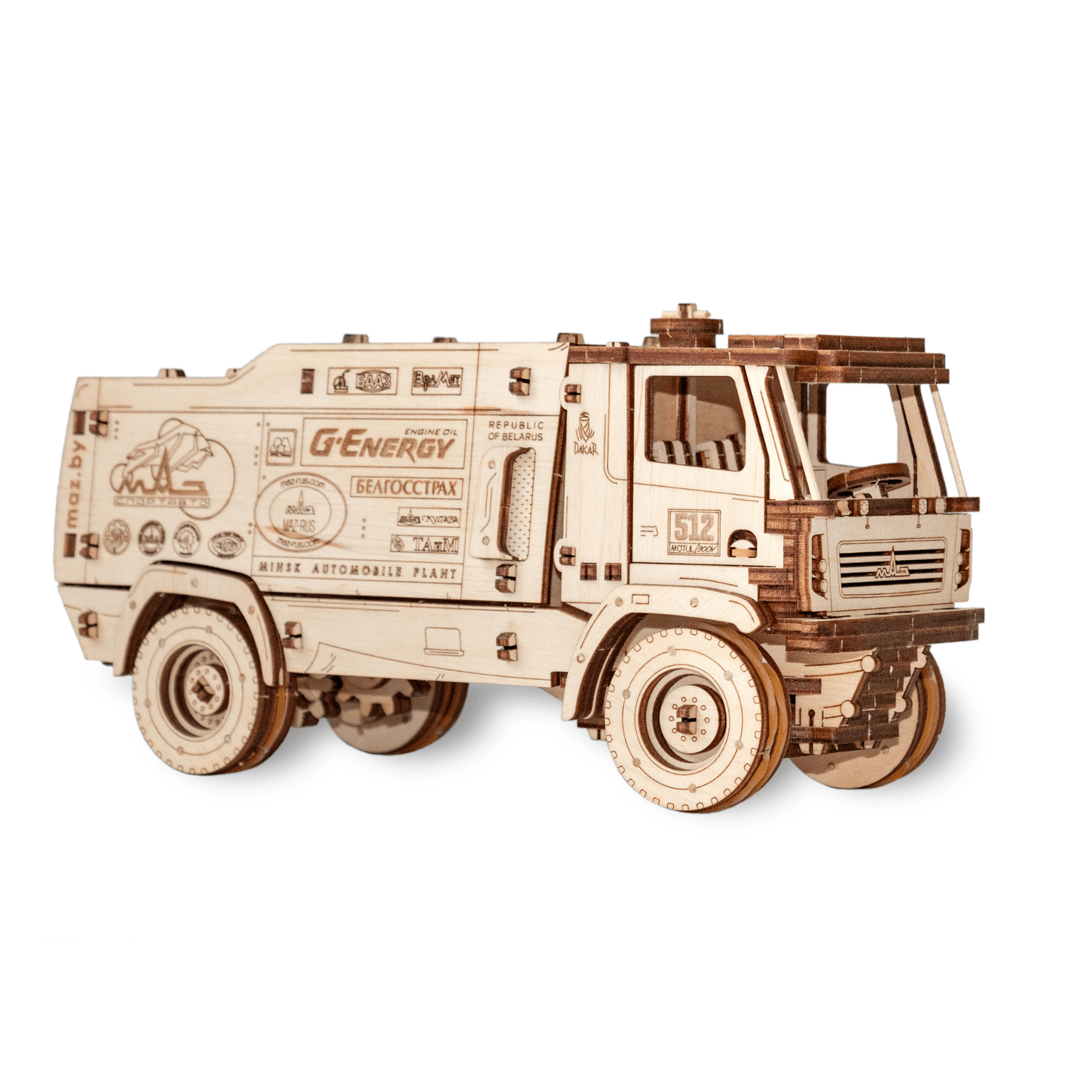 Dakar Racing Truck | MAZ 5309RR 1:30-Mechanisches Holzpuzzle-Eco-Wood-Art--