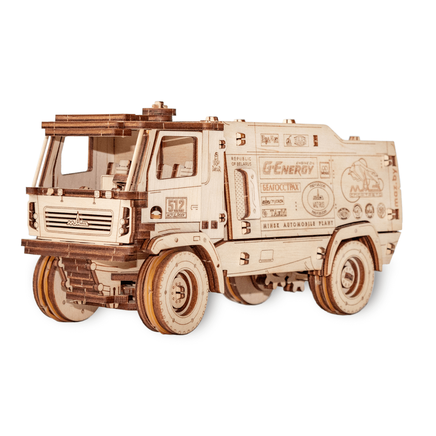 Dakar Racing Truck | MAZ 5309RR 1:30-Mechanisches Holzpuzzle-Eco-Wood-Art--