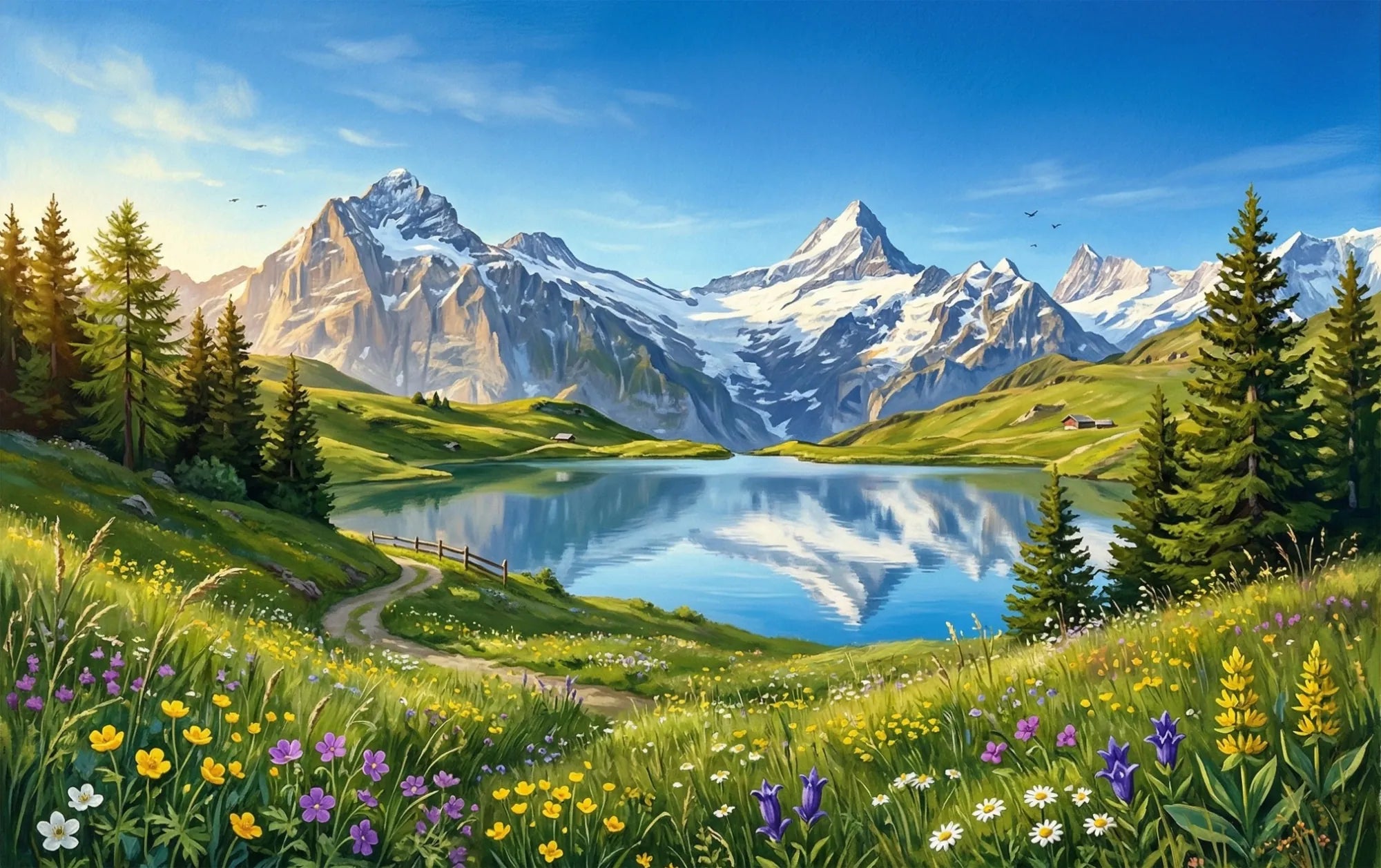 Alpenpanorama mit Bergsee Holzpuzzle (2D) MagicHolz