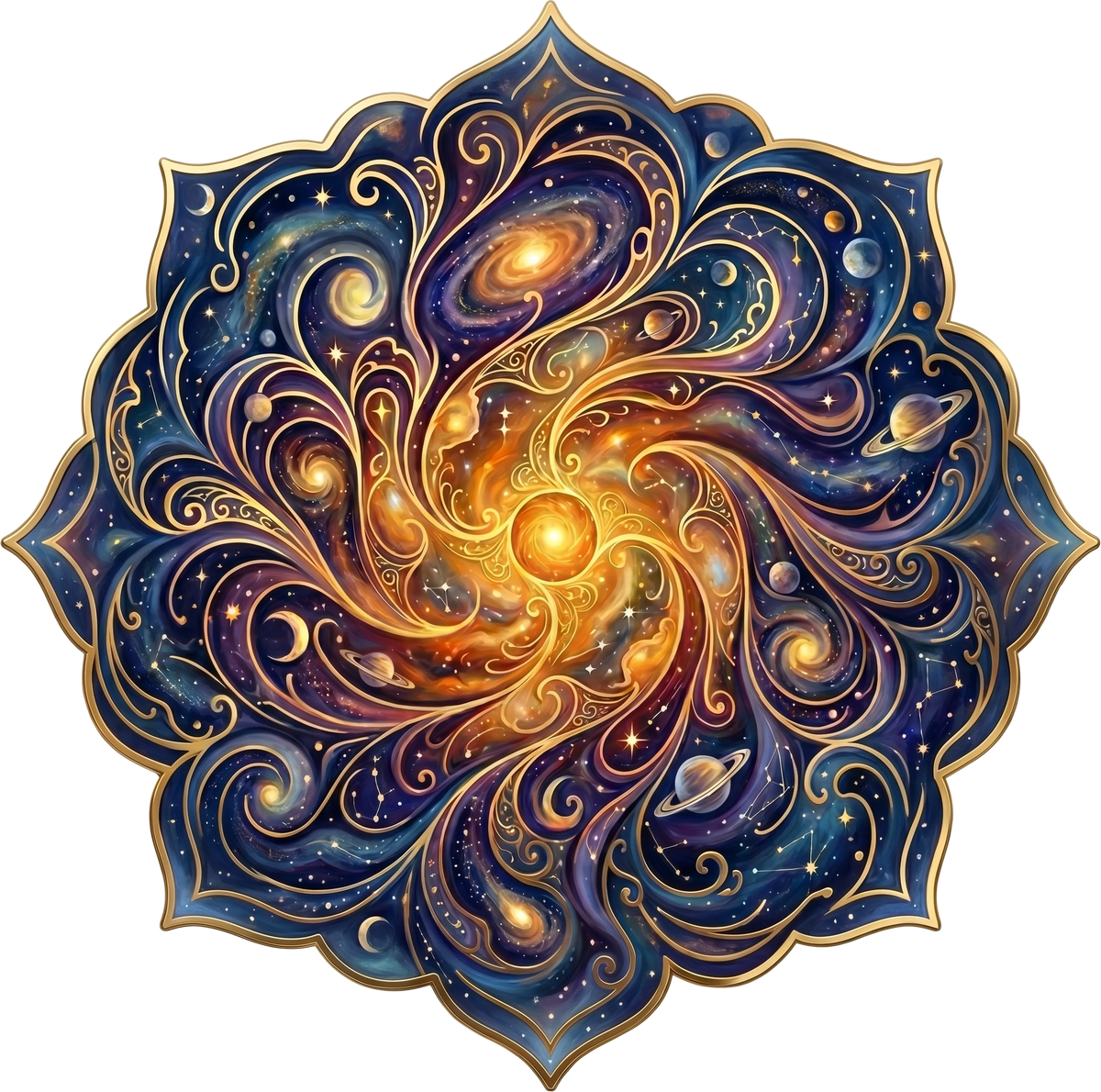 Goldener Sternenlotus Mandala Holzpuzzle (2D) MagicHolz