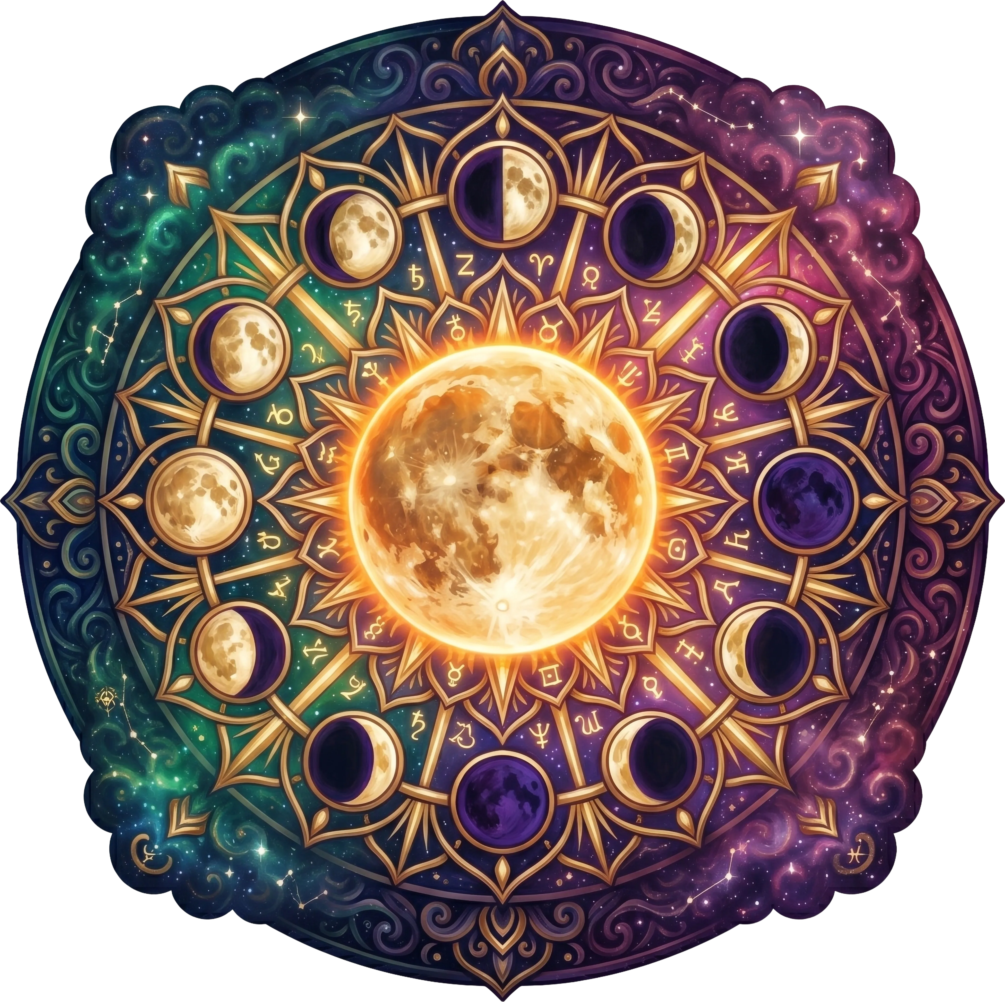 Mondphasen Mandala Holzpuzzle (2D) MagicHolz