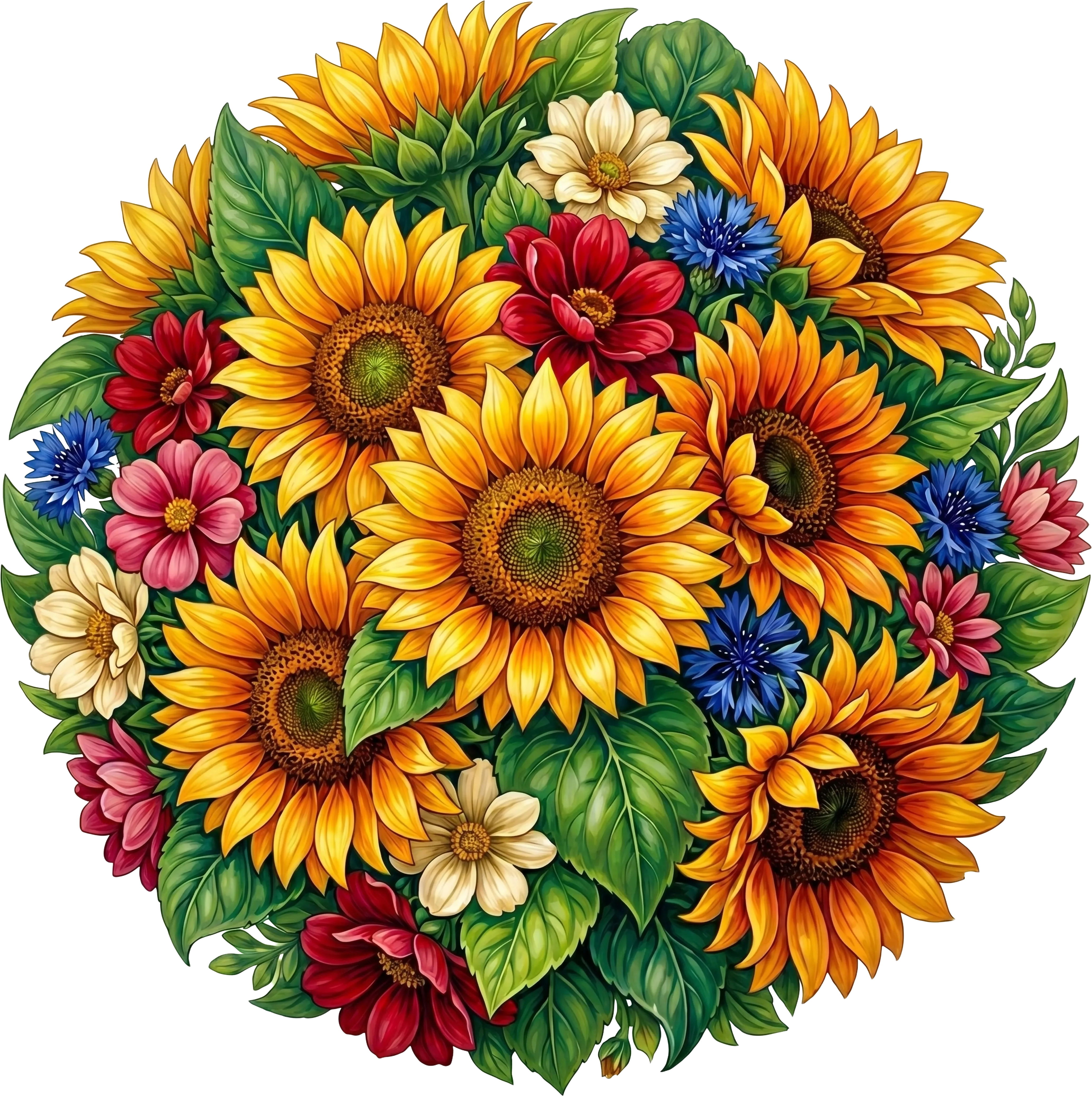 Sonnenblumen im Sommerlicht Mandala Holzpuzzle (2D) MagicHolz