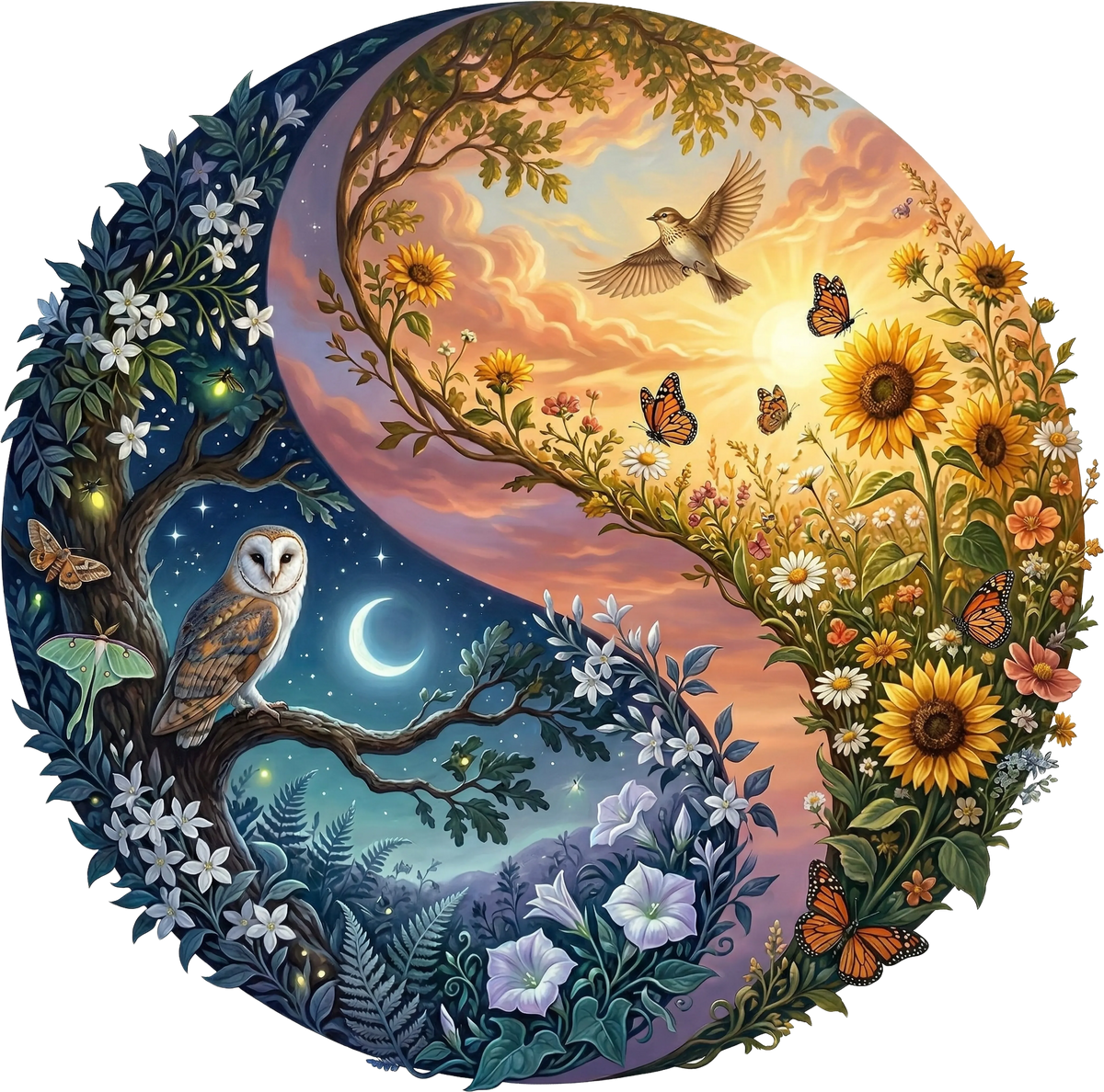 Yin Yang aus Tag und Nacht Mandala Holzpuzzle (2D) MagicHolz