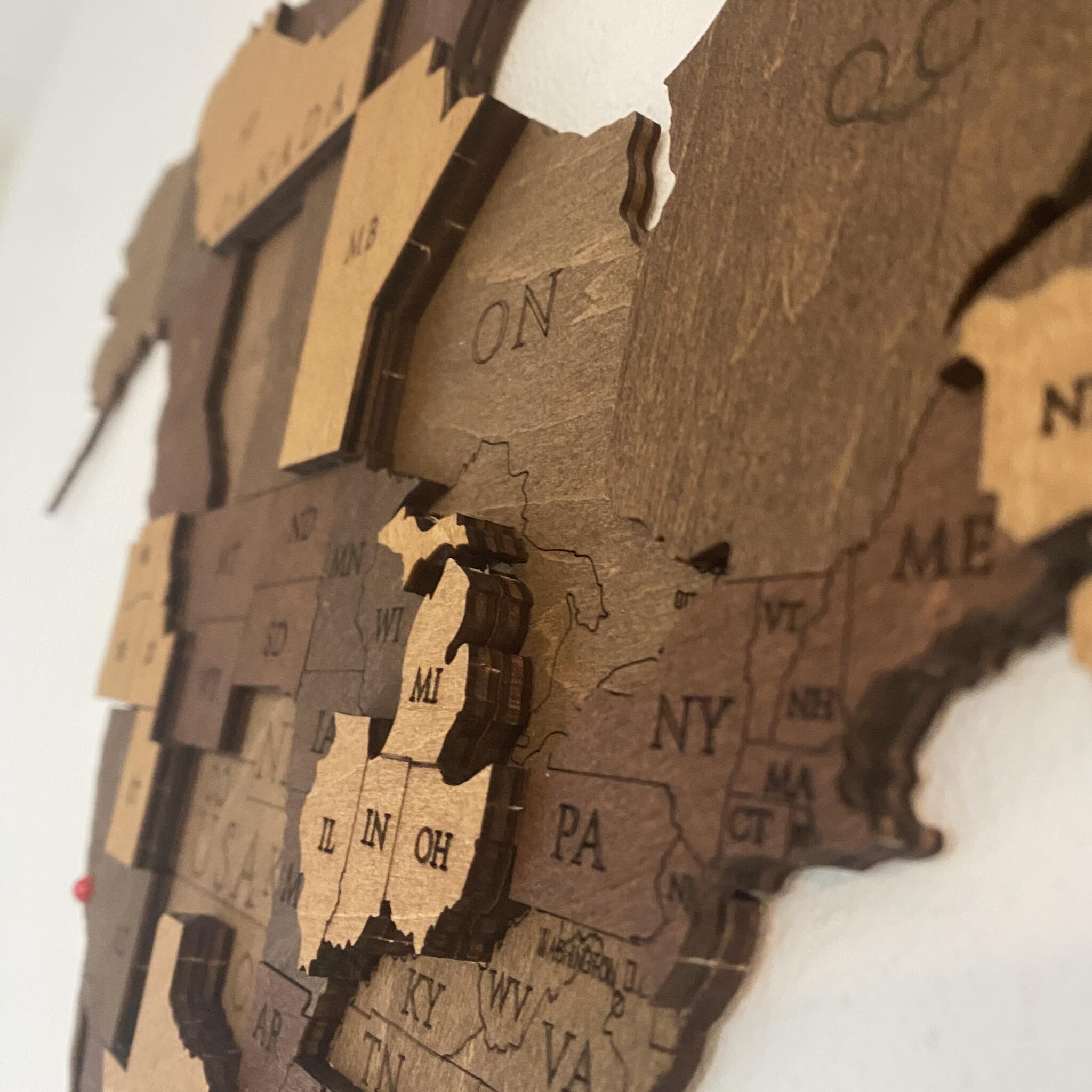 Multicolored Wooden World Map Wall Decor by Eco-Wood-Art