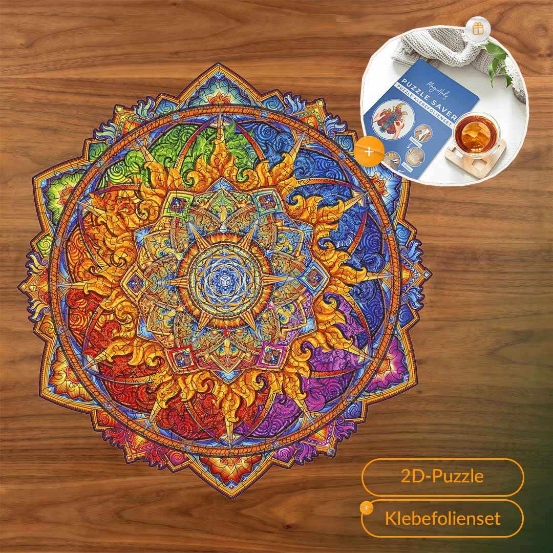 Soleil levant — Puzzle mandala pour la fête des mères, puzzle en bois (2D) MagicHolz