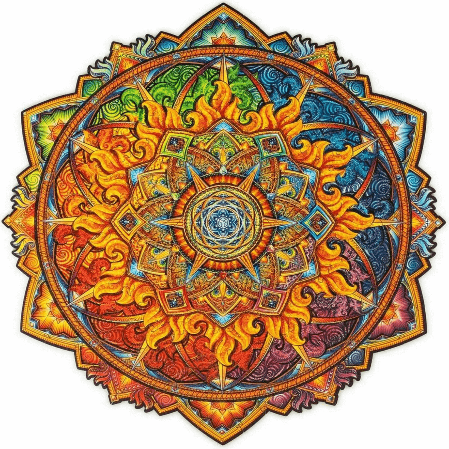 Mandala puzzel | Nascent Sun Houten Puzzel-Unidragon-Nascent Sun-M-4640157455696