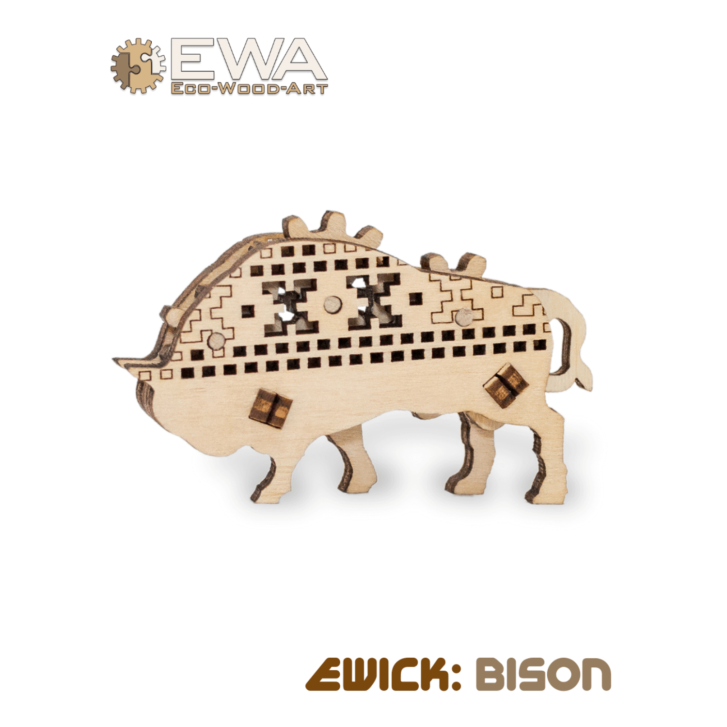 Mini Puzzles-Mechanical Wooden Puzzle-Eco-Wood-Art-ZubrMini-EWA-4815123000525