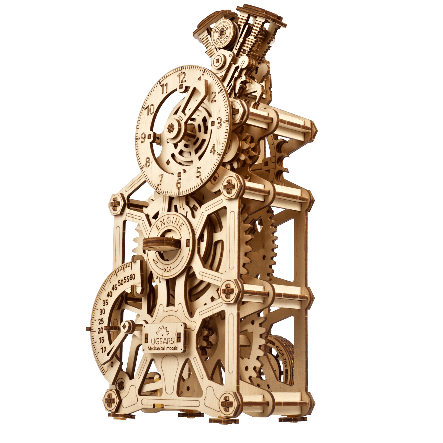 Motor-Uhr-Mechanisches Holzpuzzle-Ugears--