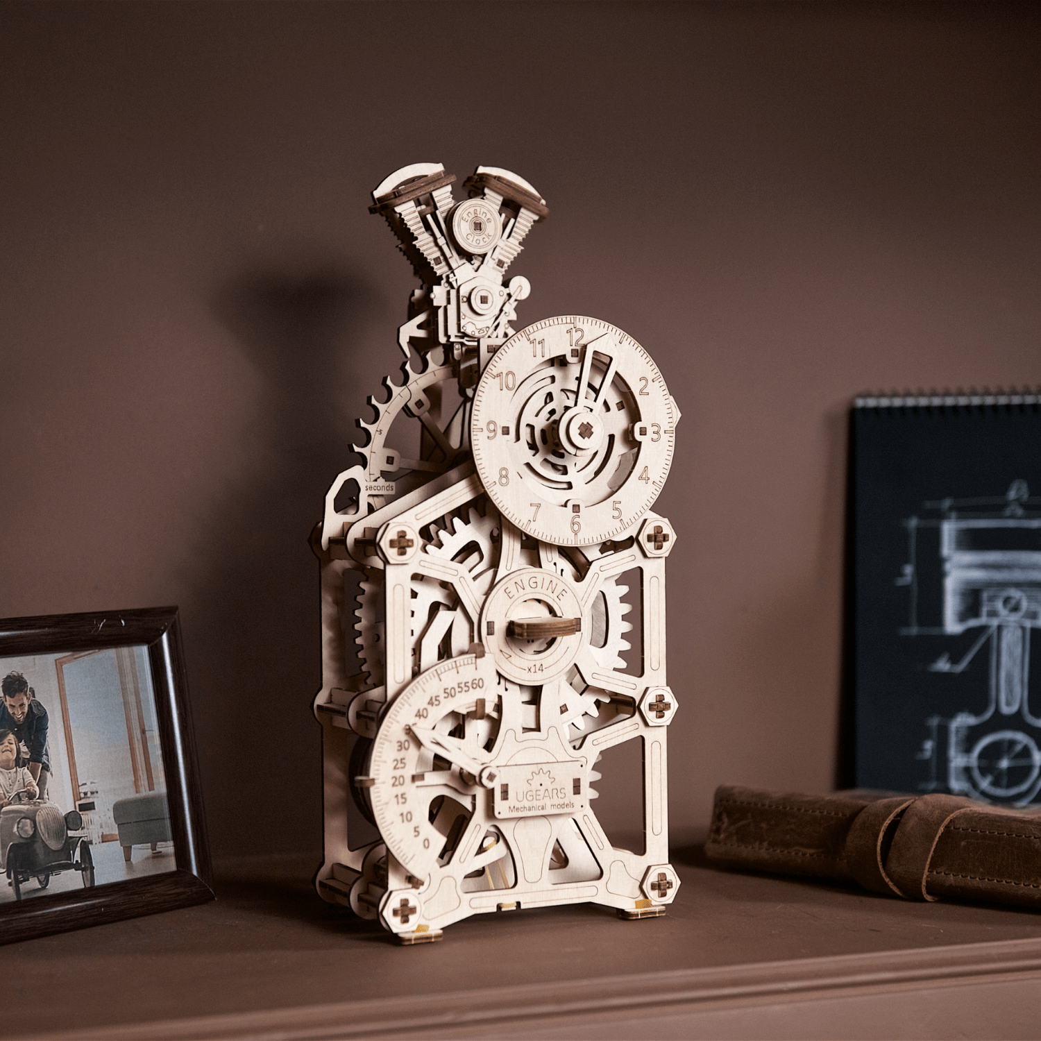 Horloge à moteur-Puzzle mécanique en bois-Ugears--