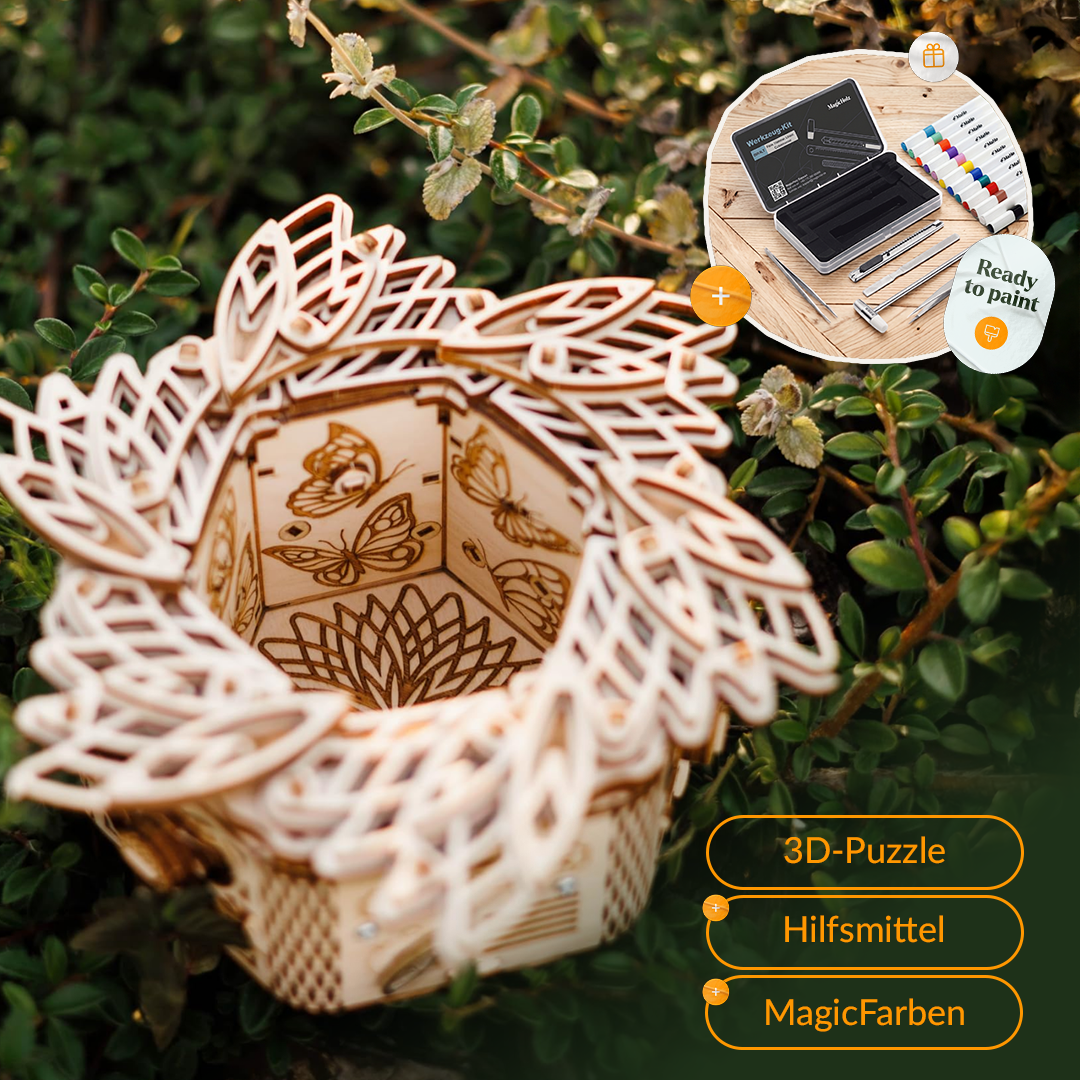 Fleur mystérieuse — Kit de construction 3D pour la fête des Mères Kit mécanique MagicHolz