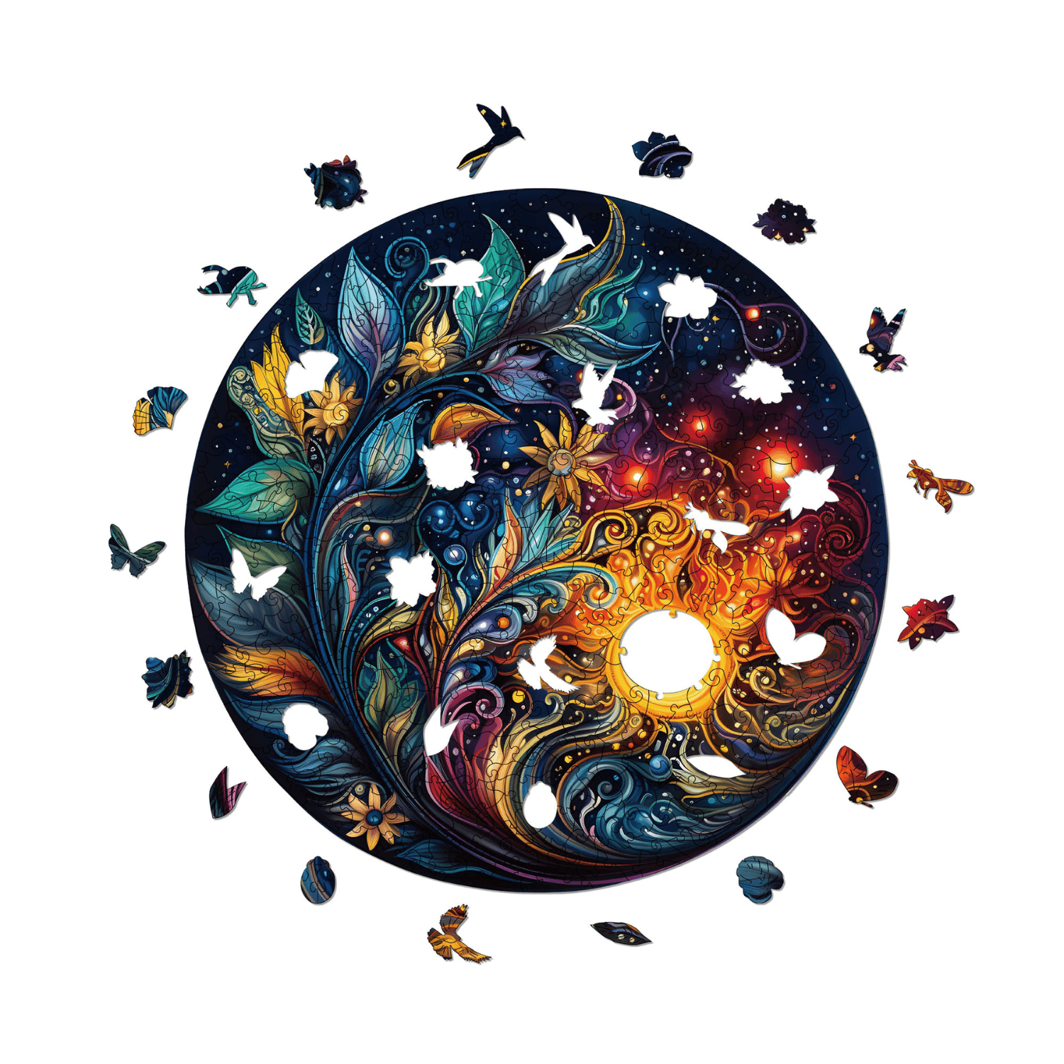 Mystische Blumen Galaxie | Mandala-Holzpuzzle-MagicHolz--