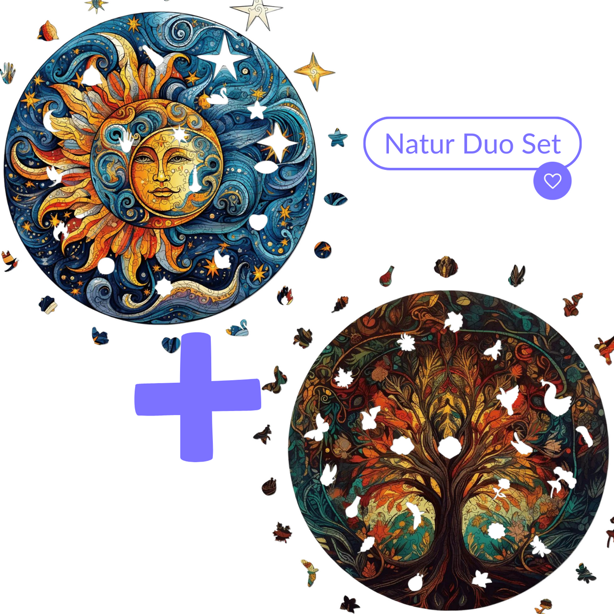 Natuur Duoset-L | Mandala Puzzelbundel-Houten Puzzel-MagicHolz--