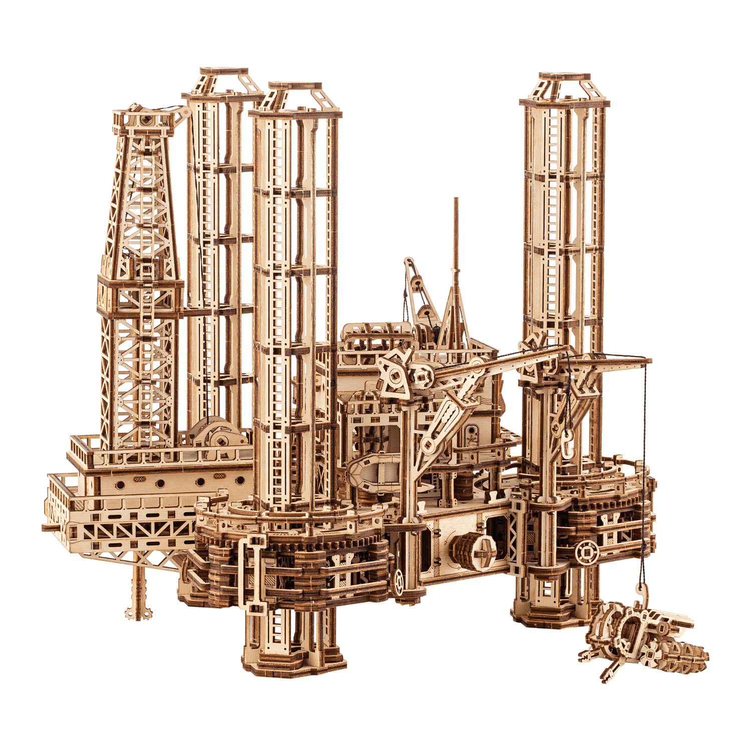 Offshore-Bohrinsel-Mechanisches Holzpuzzle-WoodTrick--