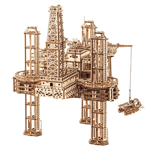 Plate-forme de forage offshore-Puzzle mécanique en bois-WoodTrick--