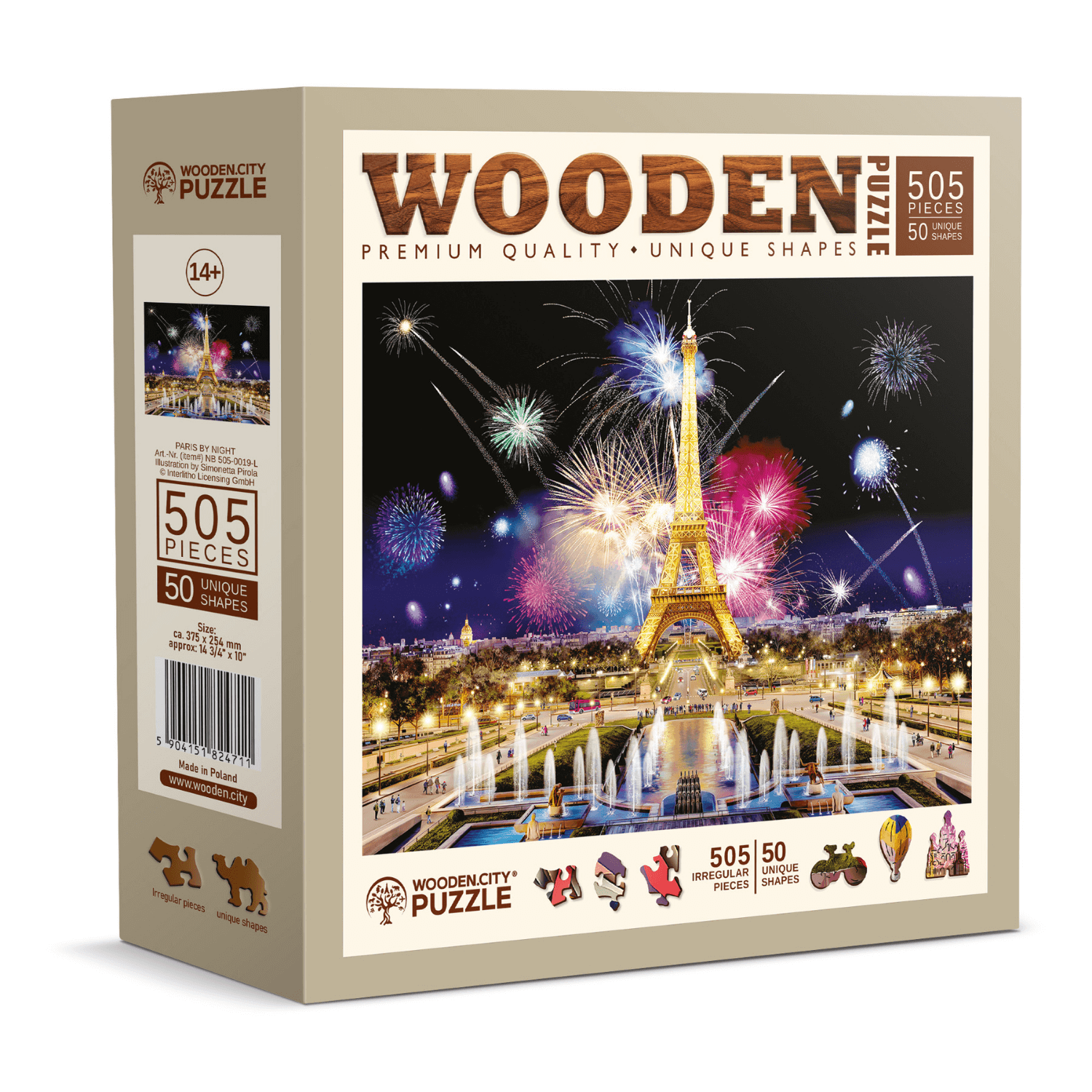 Paris bei Nacht Puzzle | Holz Puzzle 505-Holzpuzzle-WoodenCity--