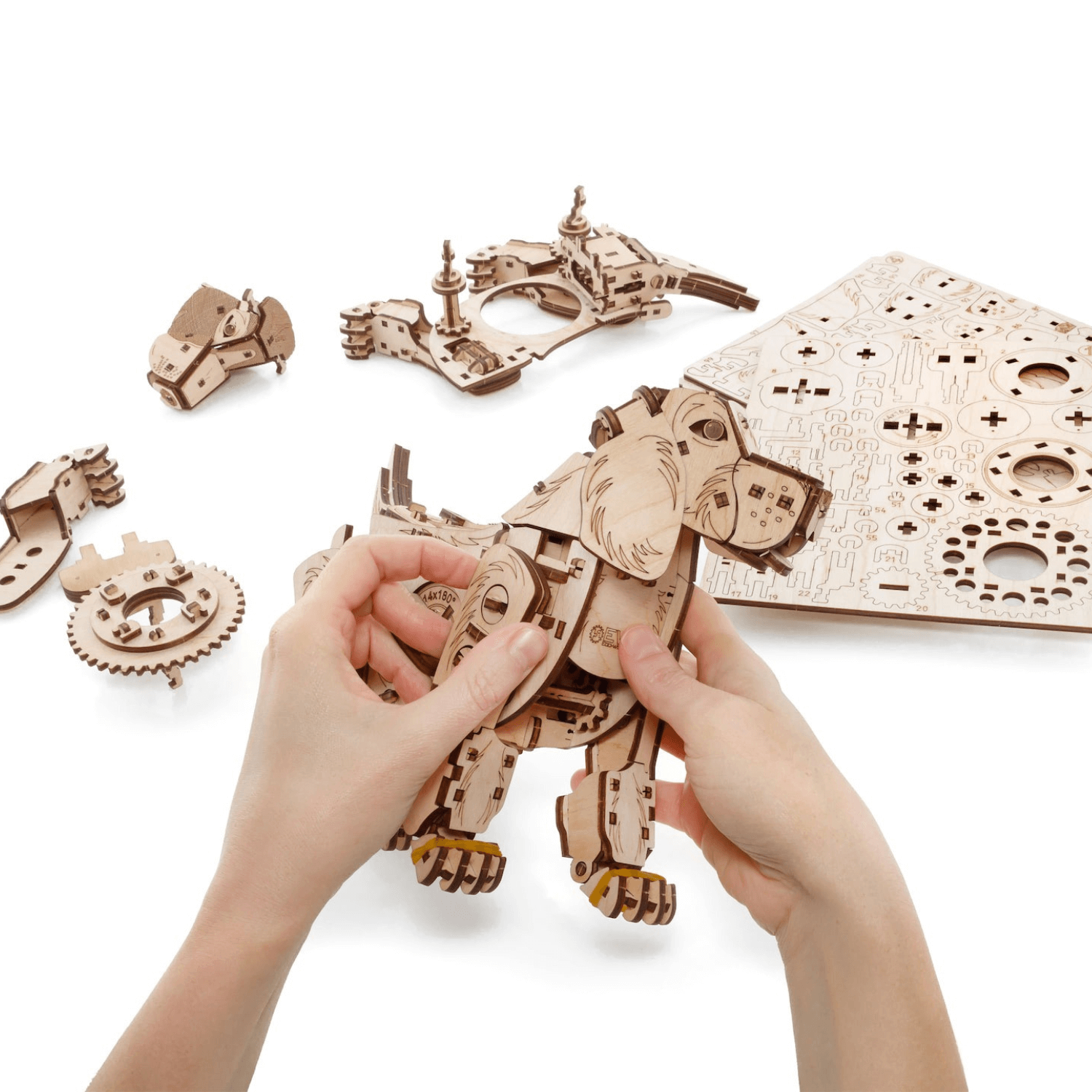 Mechanischer Hund | Puppy-Mechanisches Holzpuzzle-Eco-Wood-Art--