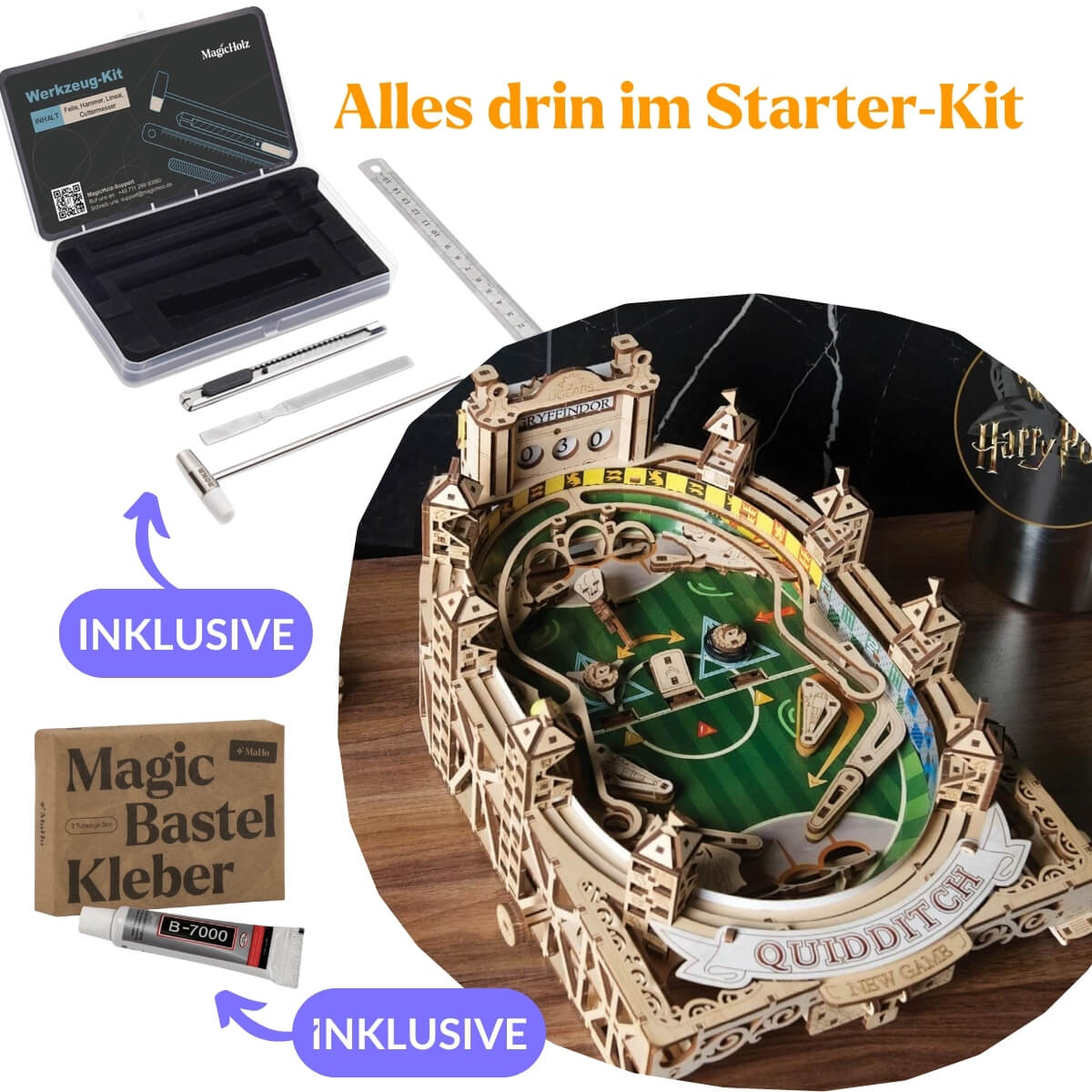 Quidditch Pinball – build in the flow, play in the moment Mechanical wooden puzzle Ugears