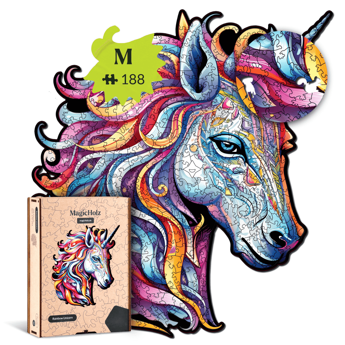 Rainbow Unicorn 🦄-Wooden puzzle-MagicHolz-RainbowUnicornM-98925395899
