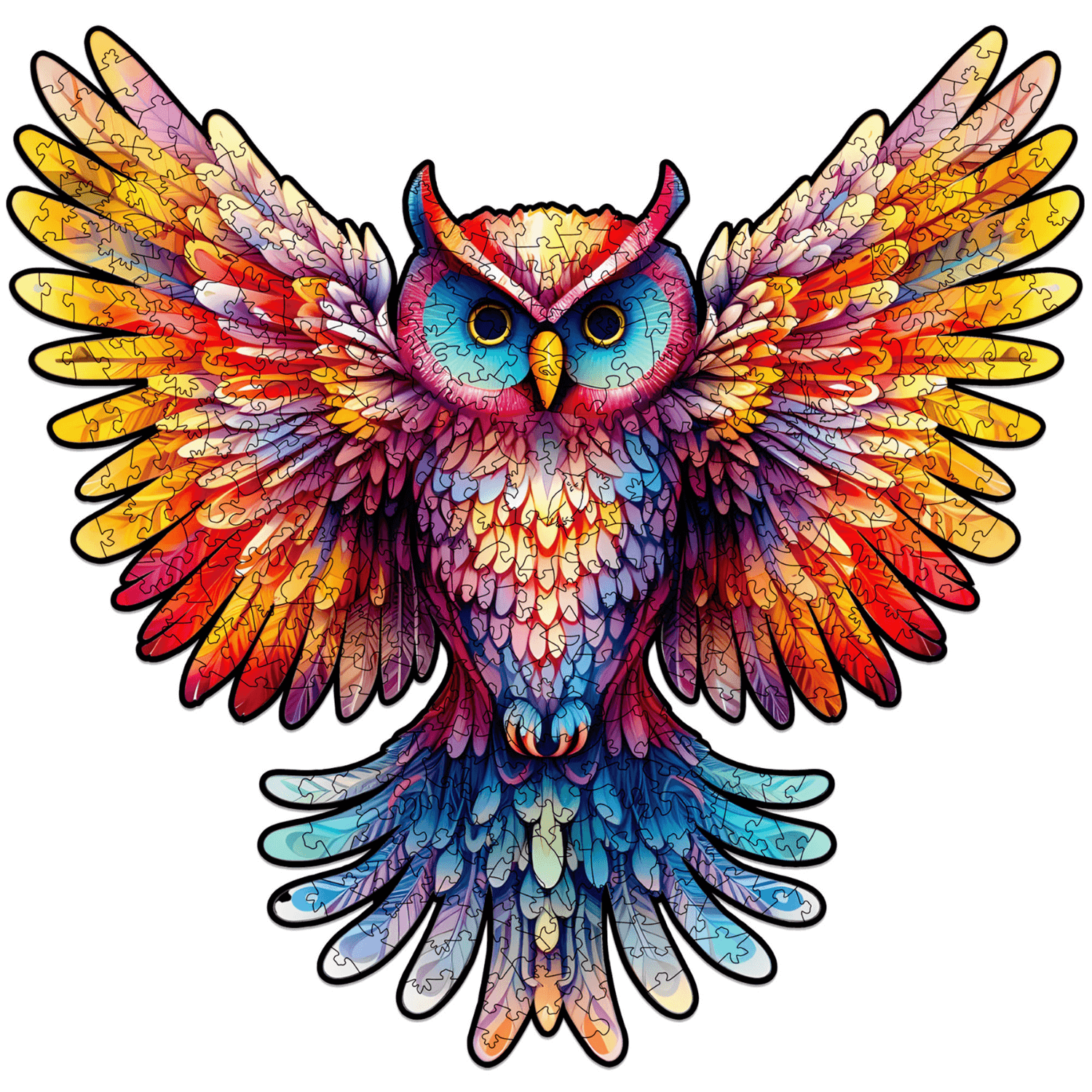 Rainbow feather | Owl wooden puzzle-MagicHolz--