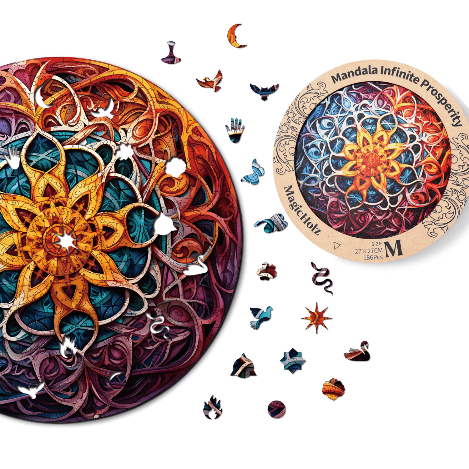 Wealth & Hummingbirds Mandala Set-Mechanical Wooden Puzzle-Robotime--