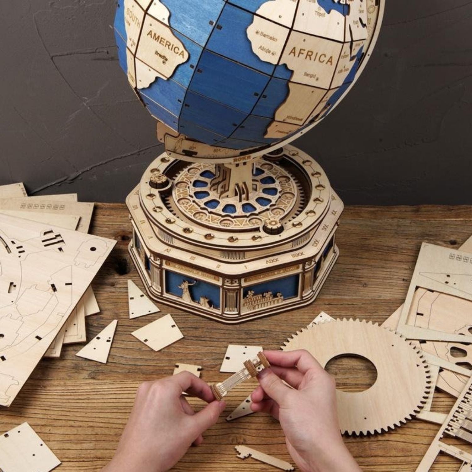 3D Globe Kit-Mechanical Wooden Puzzle-Robotime--