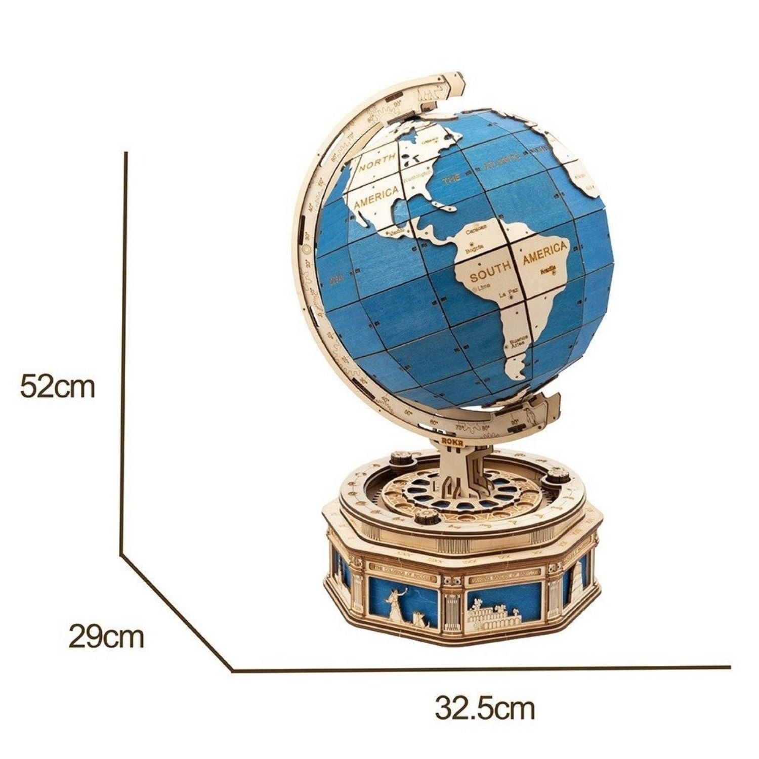 3D Globus Bausatz-Mechanisches Holzpuzzle-Robotime--