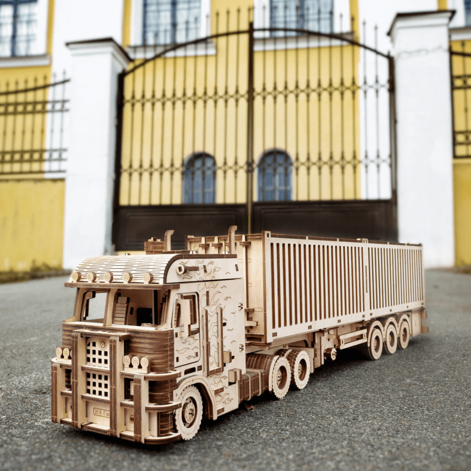 ROAD KING | LKW | Aufleger-Mechanisches Holzpuzzle-Eco-Wood-Art-RoadKing+Cont-