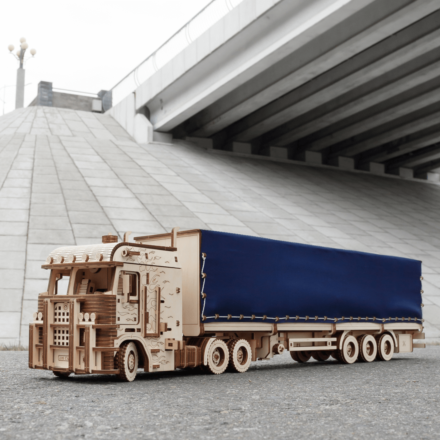 ROAD KING | LKW | Aufleger-Mechanisches Holzpuzzle-Eco-Wood-Art-RoadKing+Plane-