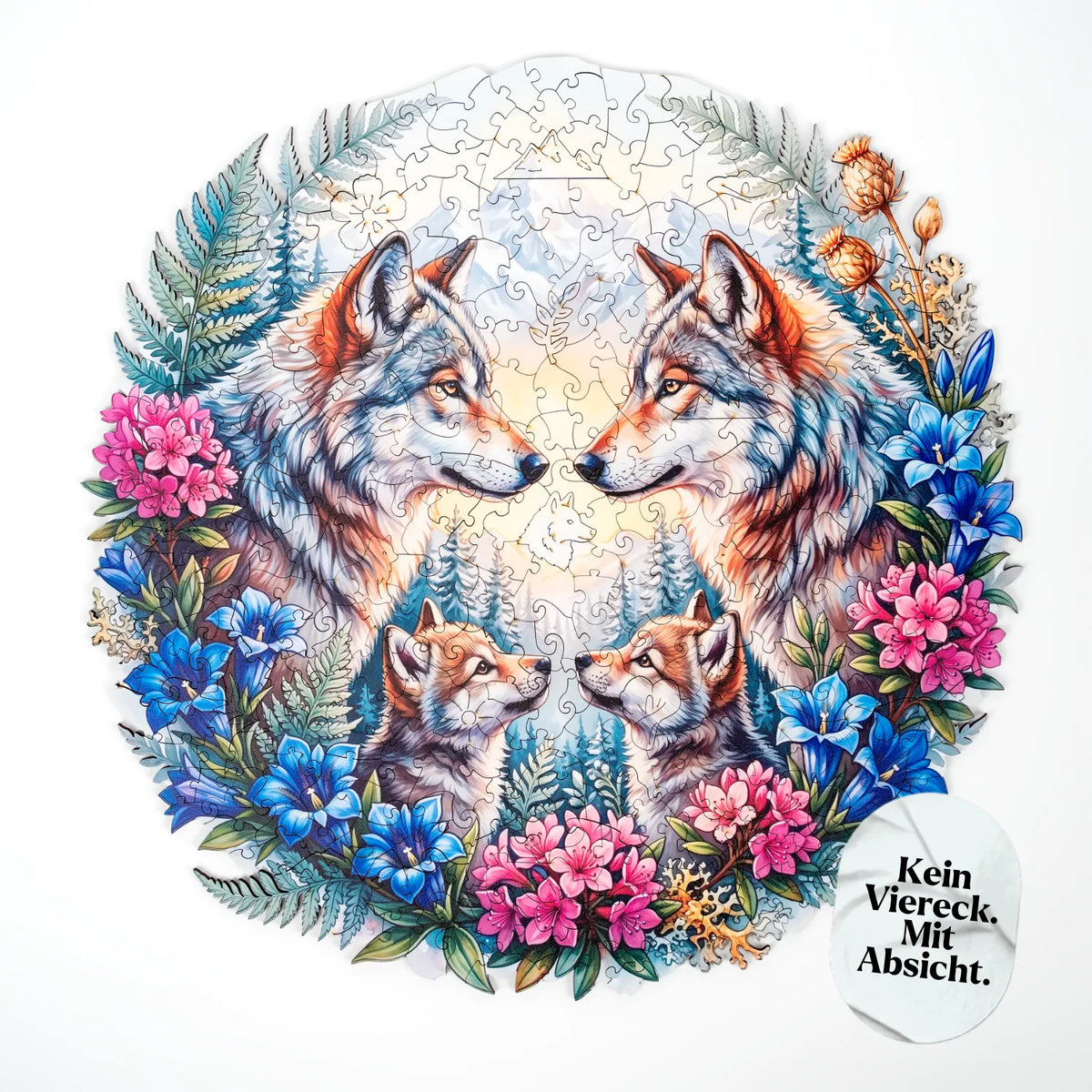 Wolf Family in the Alpine Splendor Mandala
