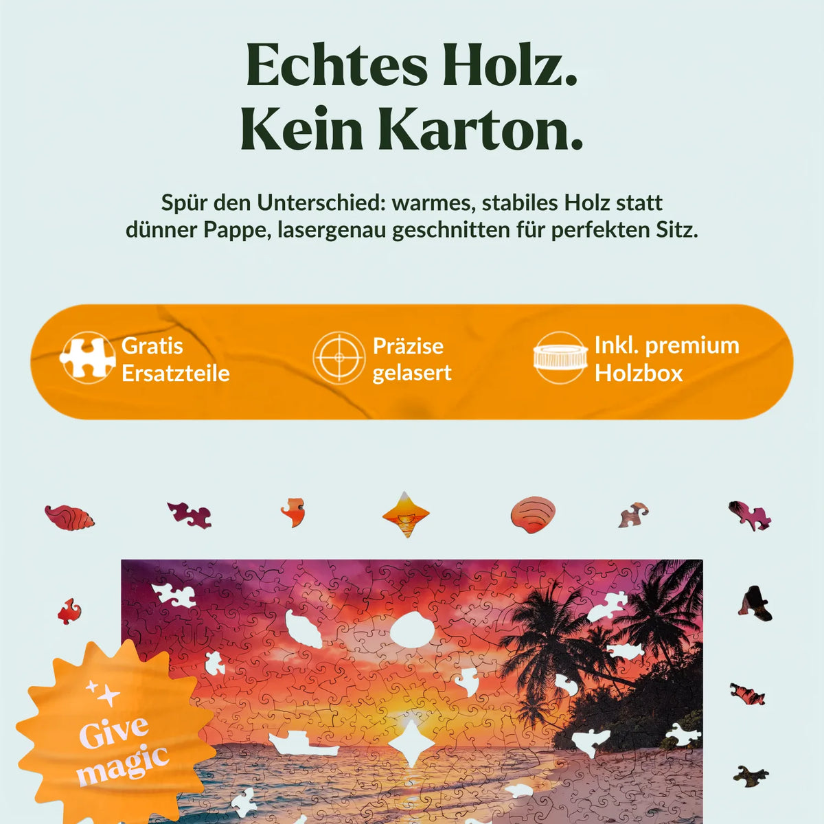 Houten puzzel ‘Zonsondergang aan zee’ (2D) MagicHolz