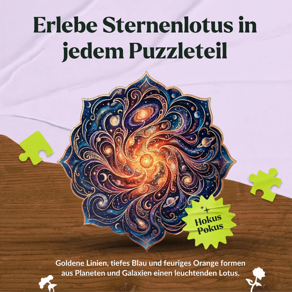 Golden Star Lotus Mandala Wooden Puzzle (2D) MagicHolz