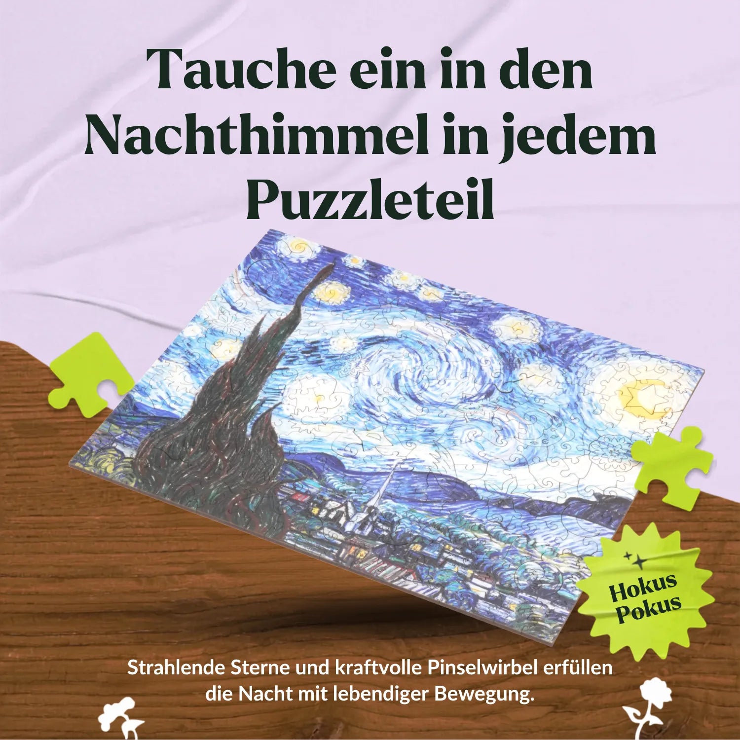 De Sterrennacht | Vincent van Gogh houten puzzel (2D) MagicHolz