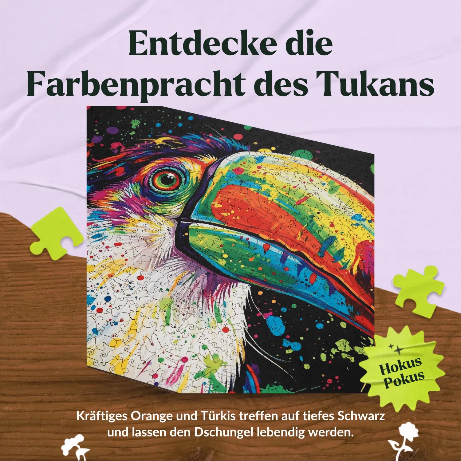 Bunter Tukan Holzpuzzle (2D) MagicHolz