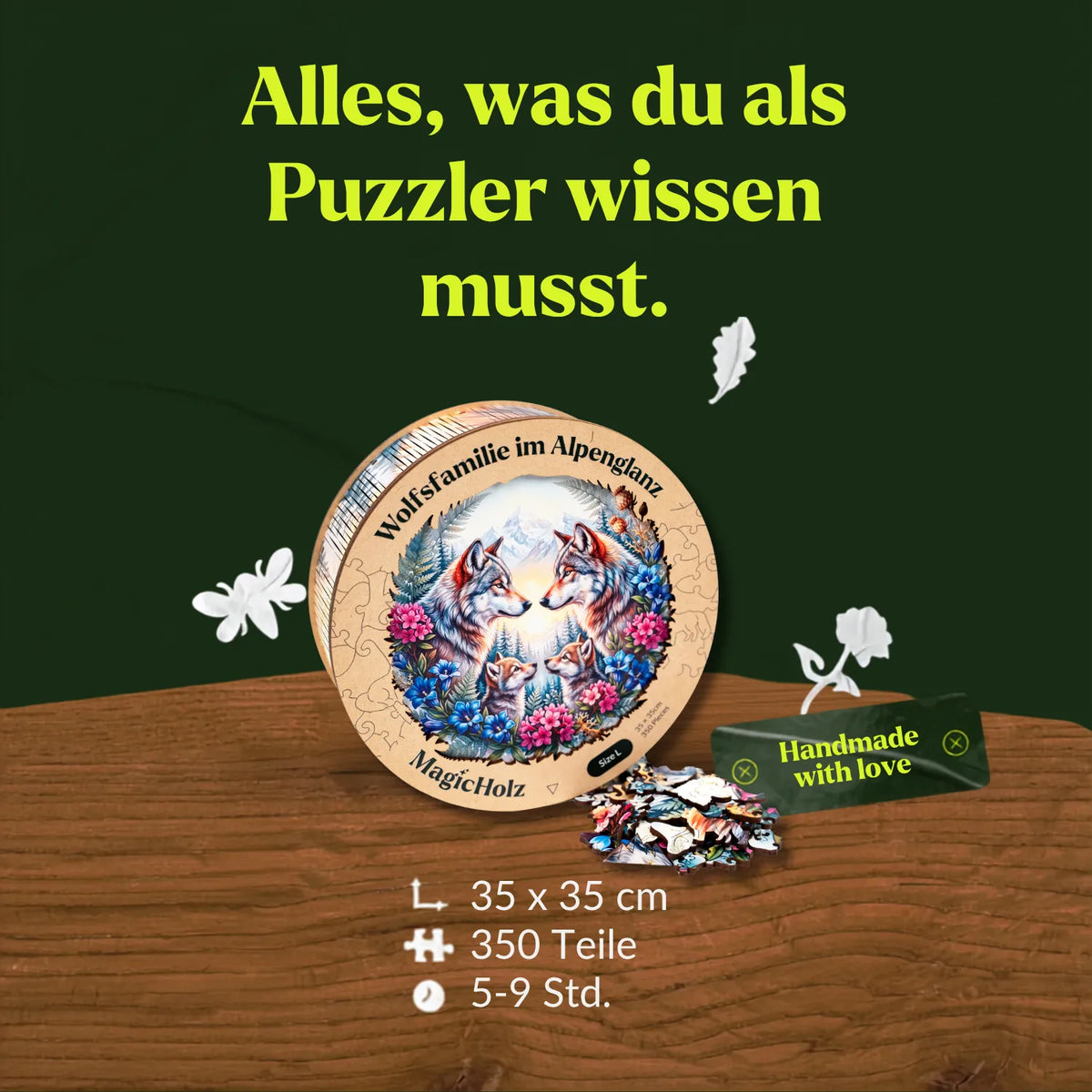 Wolf Family in Alpine Splendor Mandala Wooden Puzzle (2D) MagicHolz