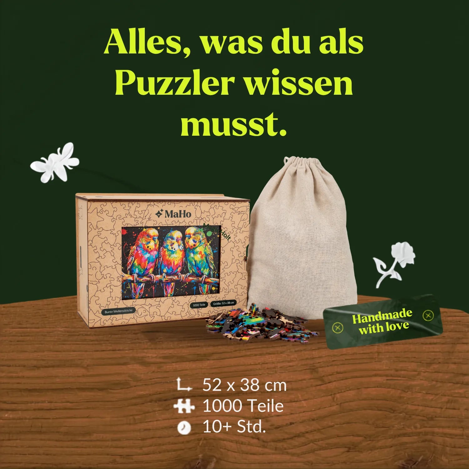 Colorful Budgies Wooden Puzzle (2D) MagicHolz