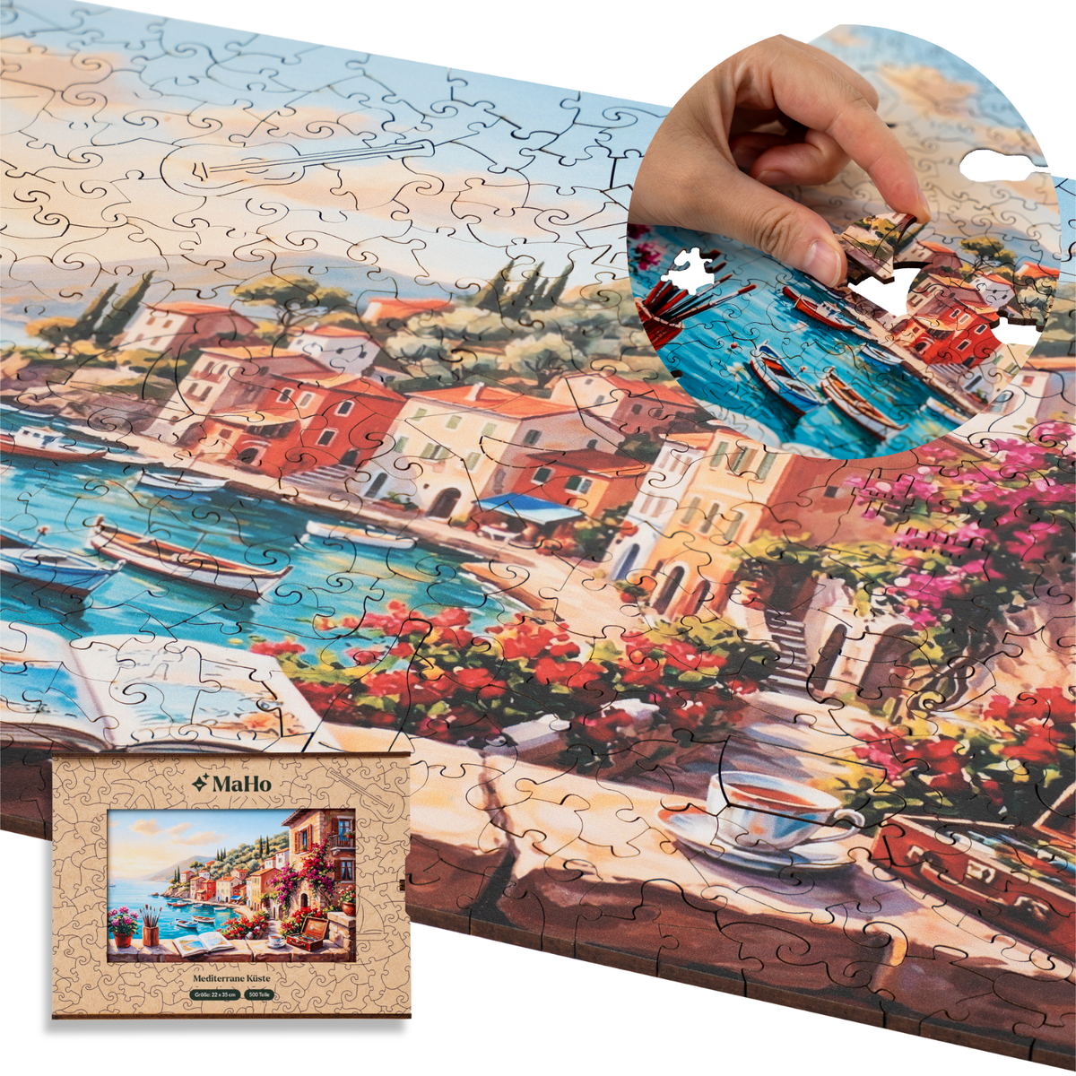 Houten puzzel 'Mediterrane kust' (2D) MagicHolz