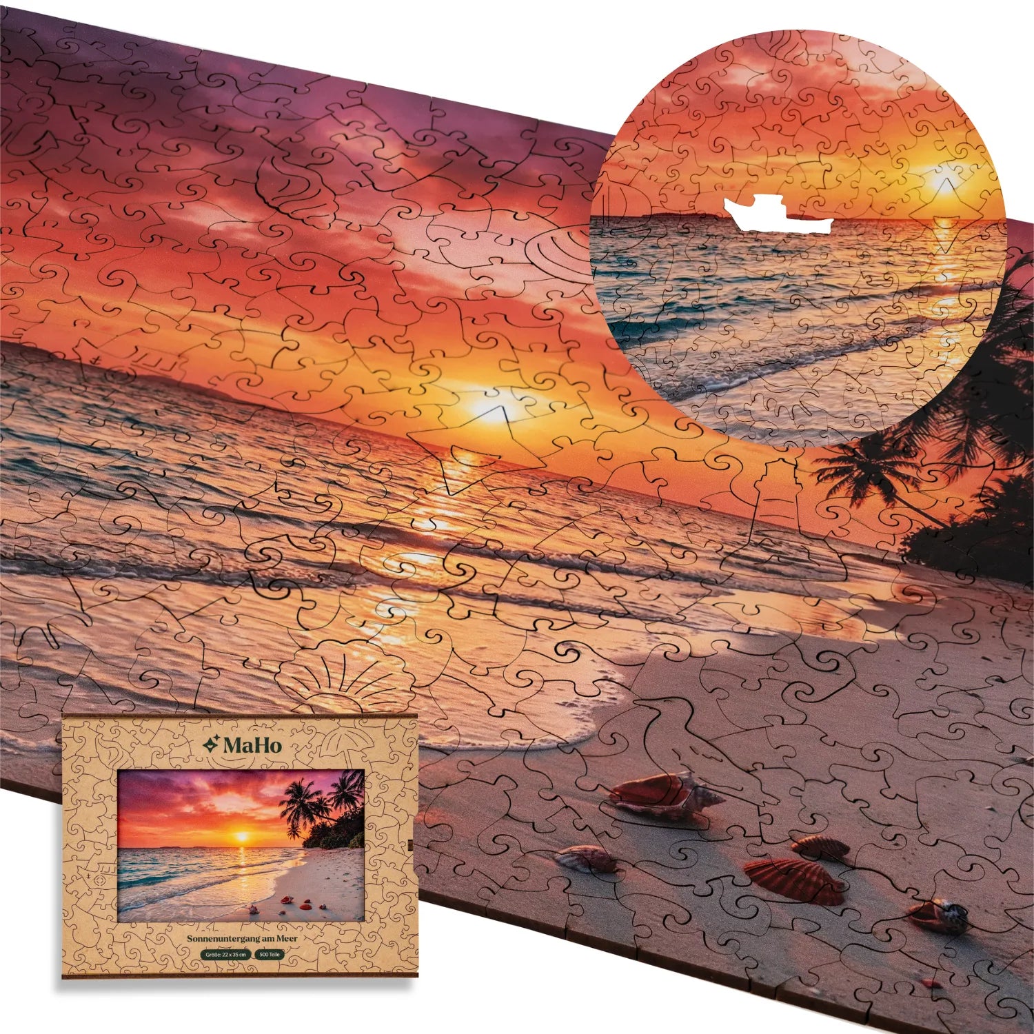 Houten puzzel ‘Zonsondergang aan zee’ (2D) MagicHolz