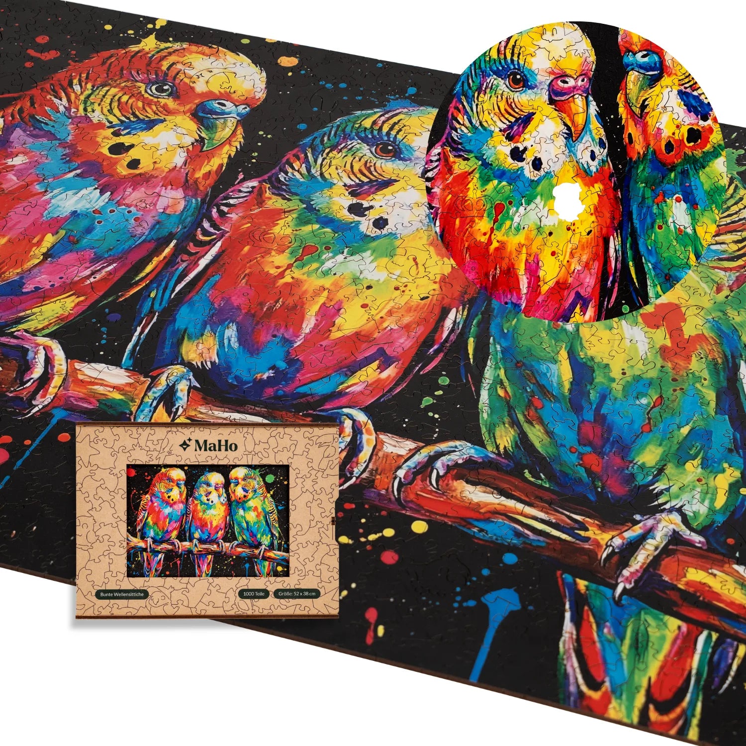 Colorful Budgies Wooden Puzzle (2D) MagicHolz