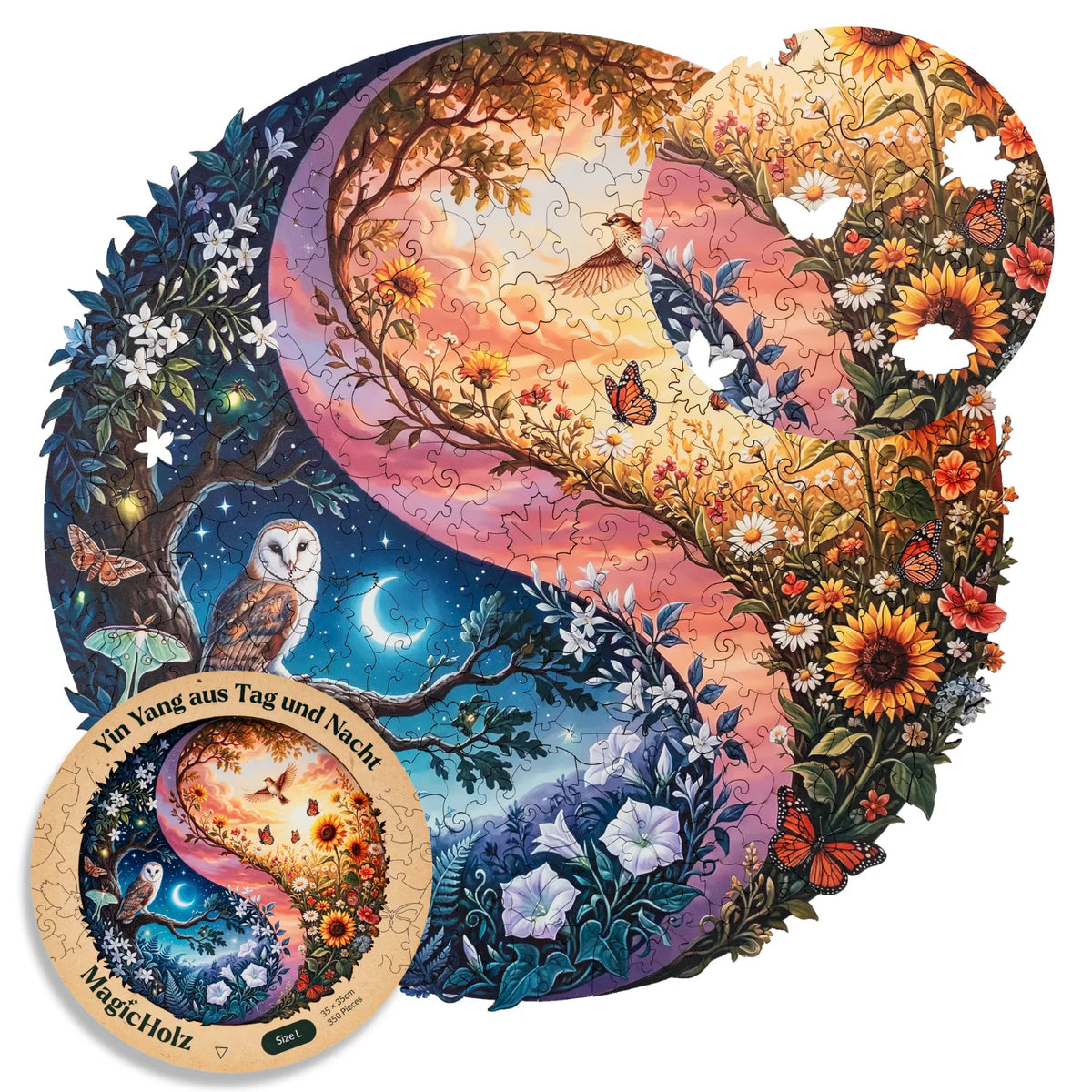 Yin Yang: Day and Night Mandala Wooden Puzzle (2D) MagicHolz