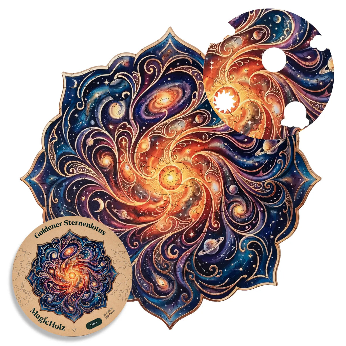 Golden Star Lotus Mandala Wooden Puzzle (2D) MagicHolz