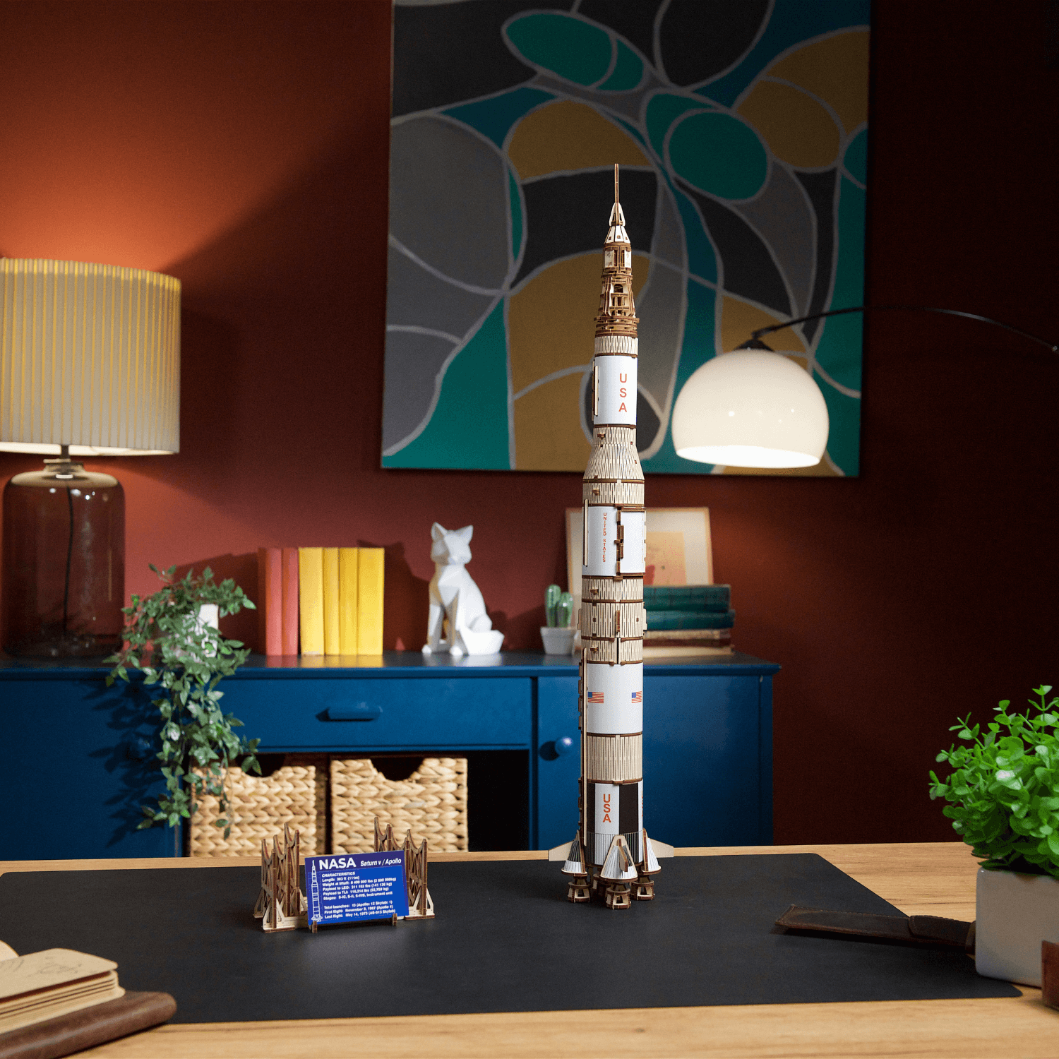 NASA Saturn V 🚀✨-Puzzle mécanique en bois-Ugears--