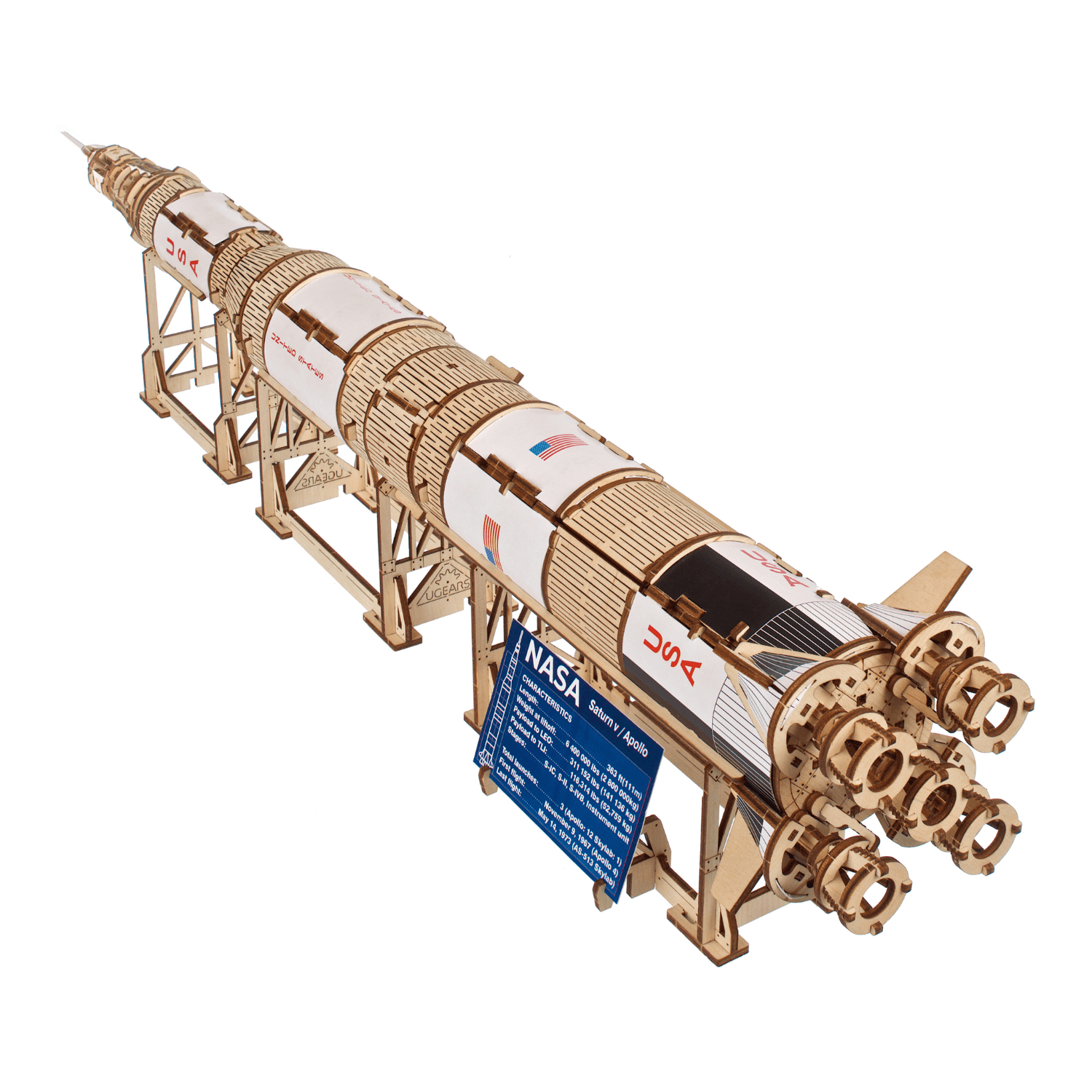 NASA Saturn V 🚀✨-Puzzle mécanique en bois-Ugears--