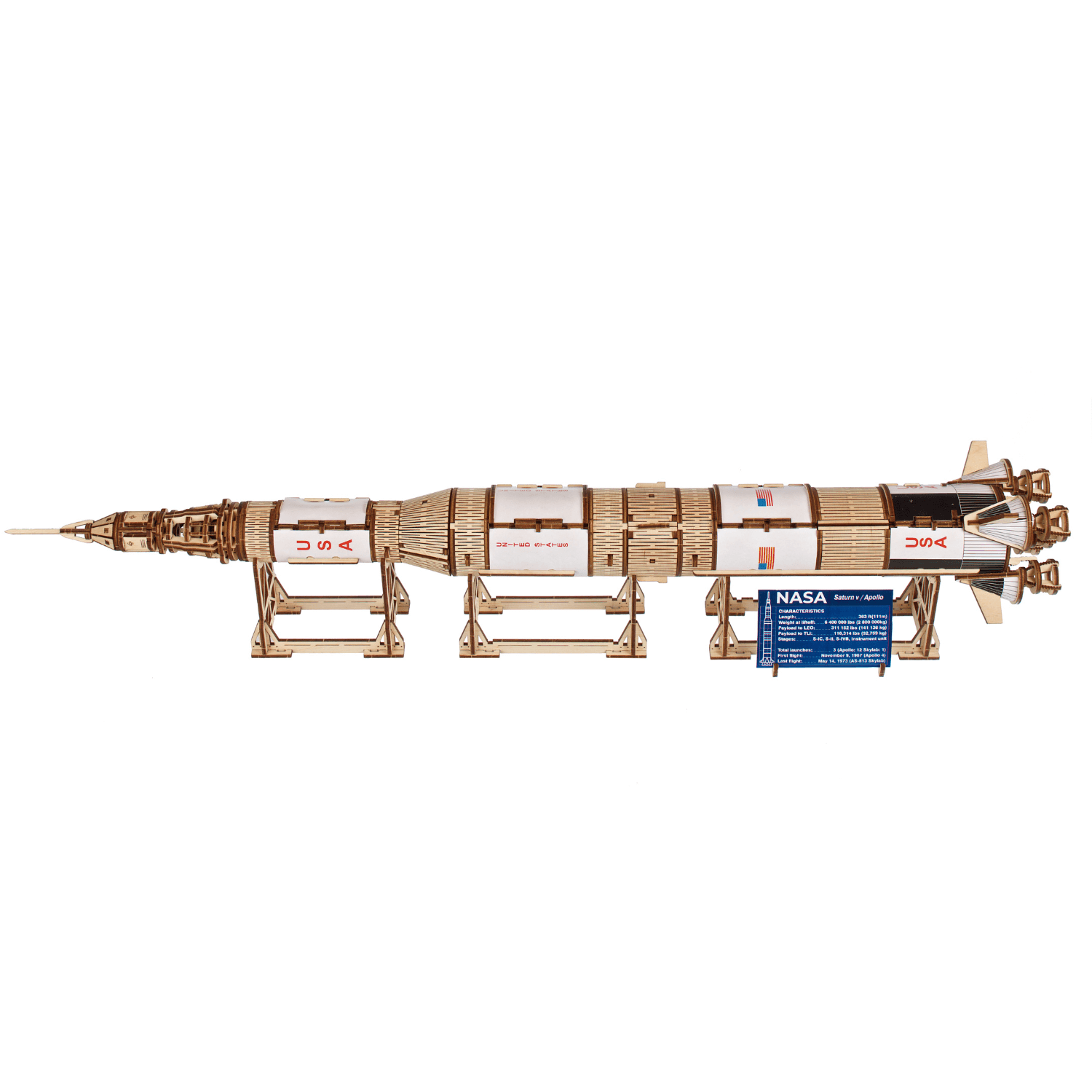 NASA Saturn V 🚀✨-Mechanisches Holzpuzzle-Ugears--