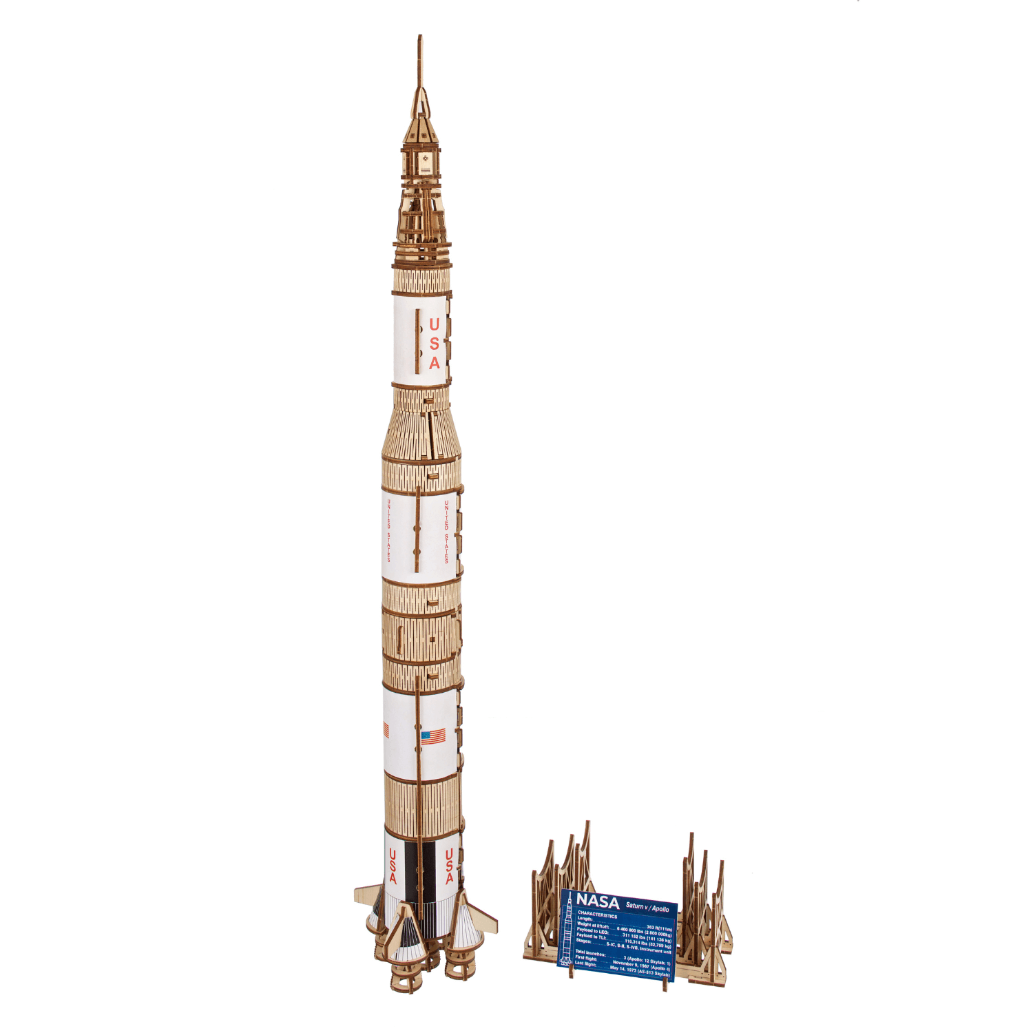 NASA Saturn V 🚀✨-Puzzle mécanique en bois-Ugears--