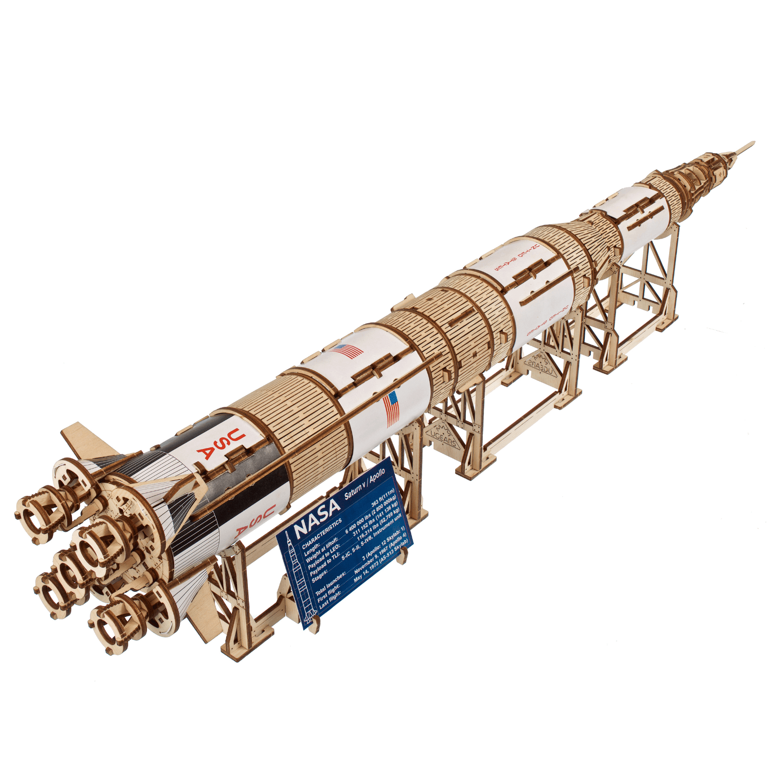 NASA Saturn V 🚀✨-Mechanisches Holzpuzzle-Ugears--