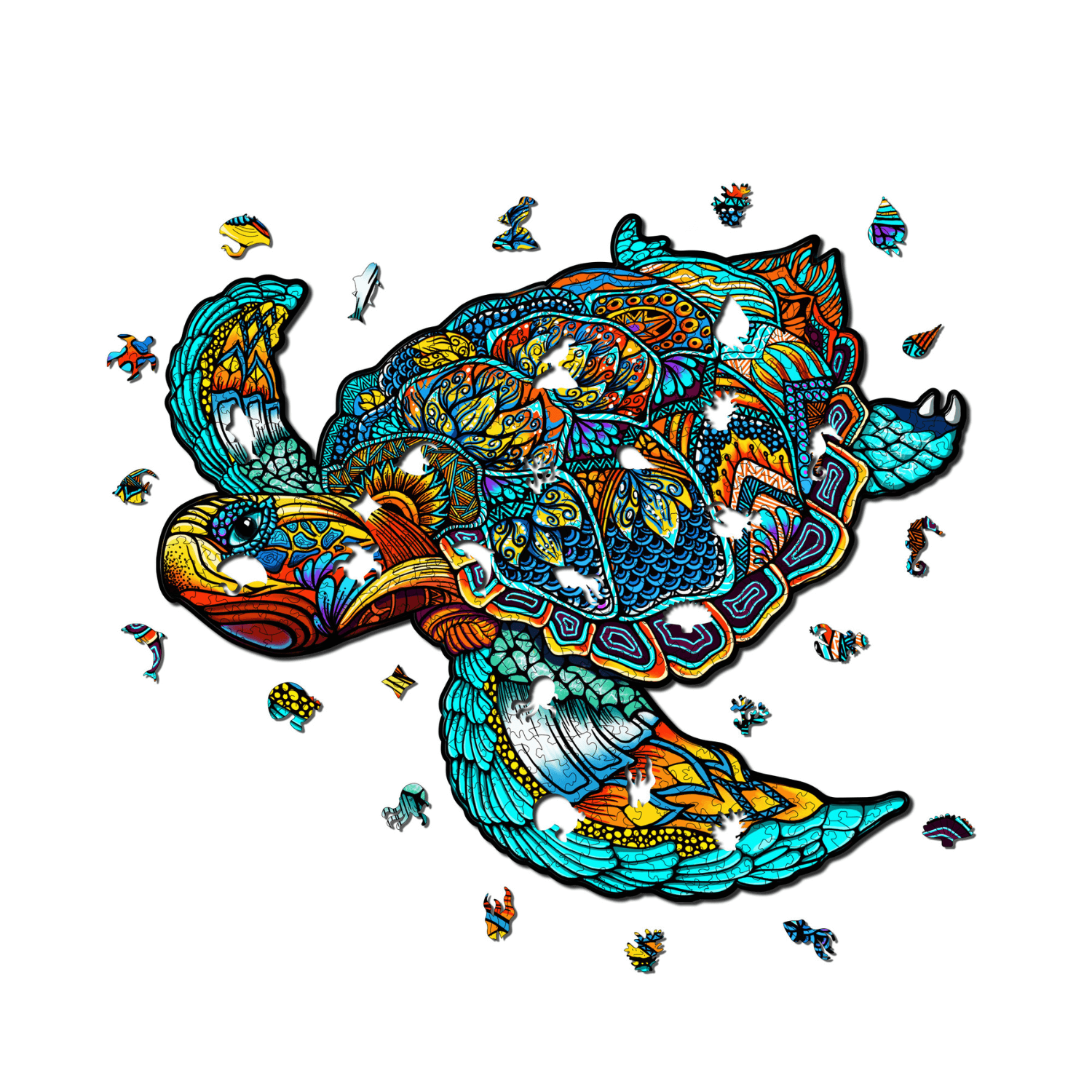 Farbenprächtige Schildkröte-Holzpuzzle-MagicHolz--