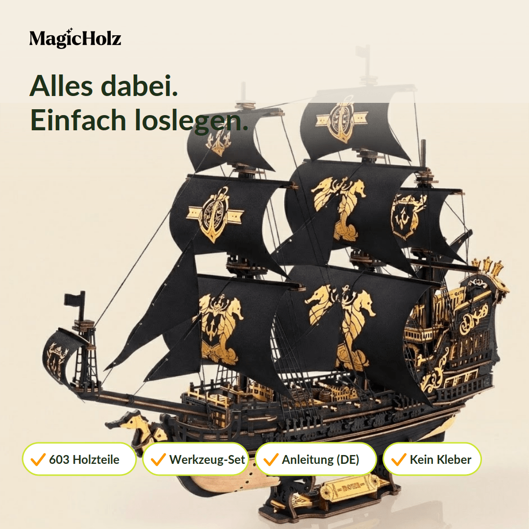 The Seahorse Barque Piratenschiff Mechanischer Bausatz Robotime