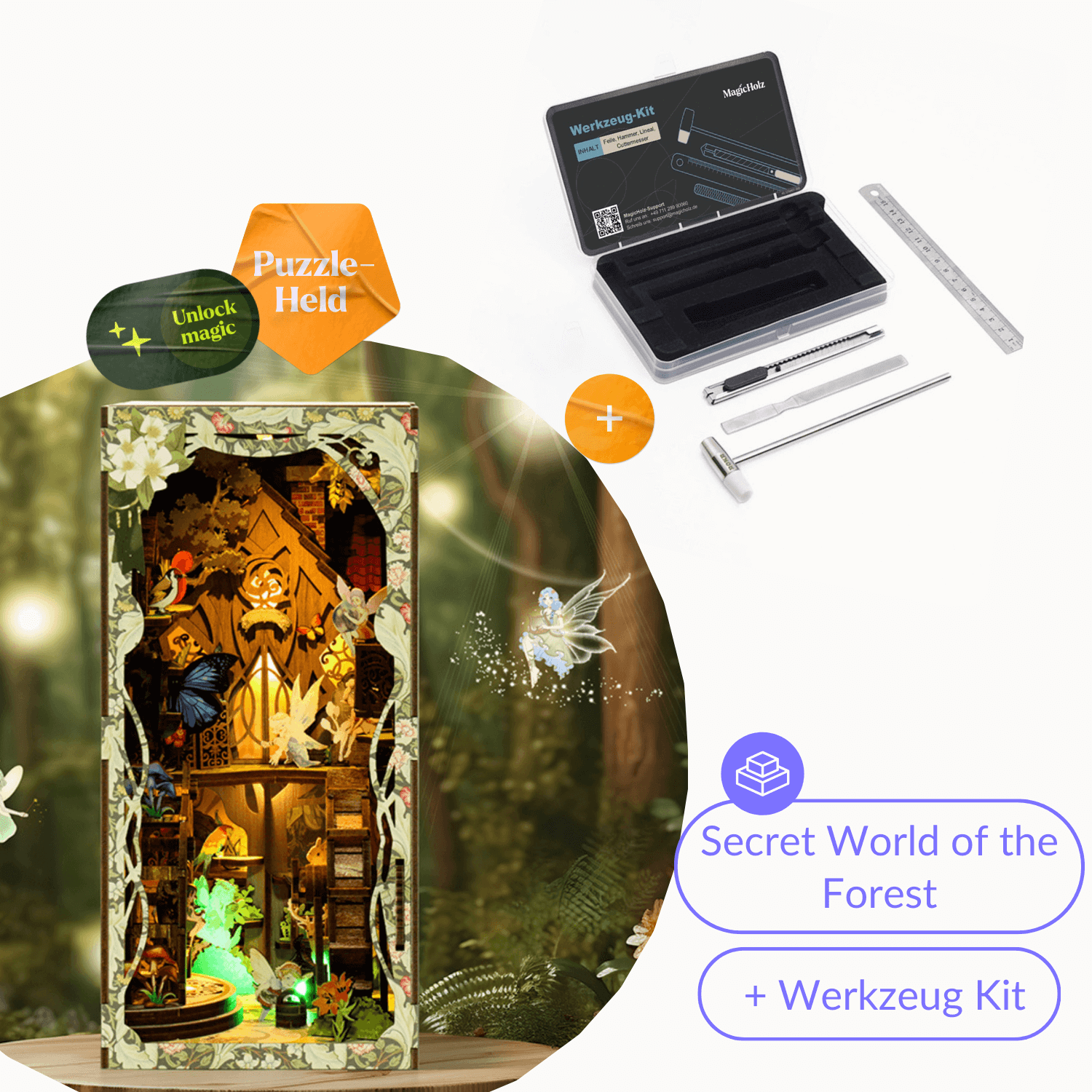 Secret World of the Forest | Diorama | Book Nook Diorama MagicHolz Starter Kit | Book Nook + Werkzeug